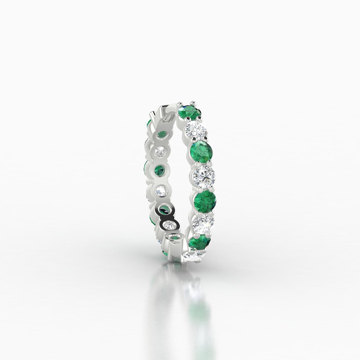 Vesta | 18k White Gold 9.5 mm Emerald & Diamond Hoop Piercing