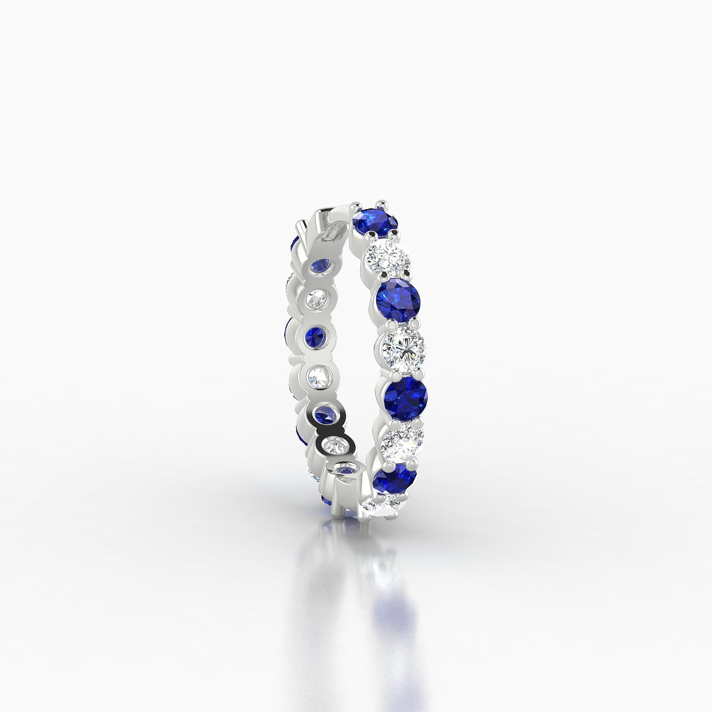 Vesta | 18k White Gold 9.5 mm Sapphire & Diamond Hoop Piercing