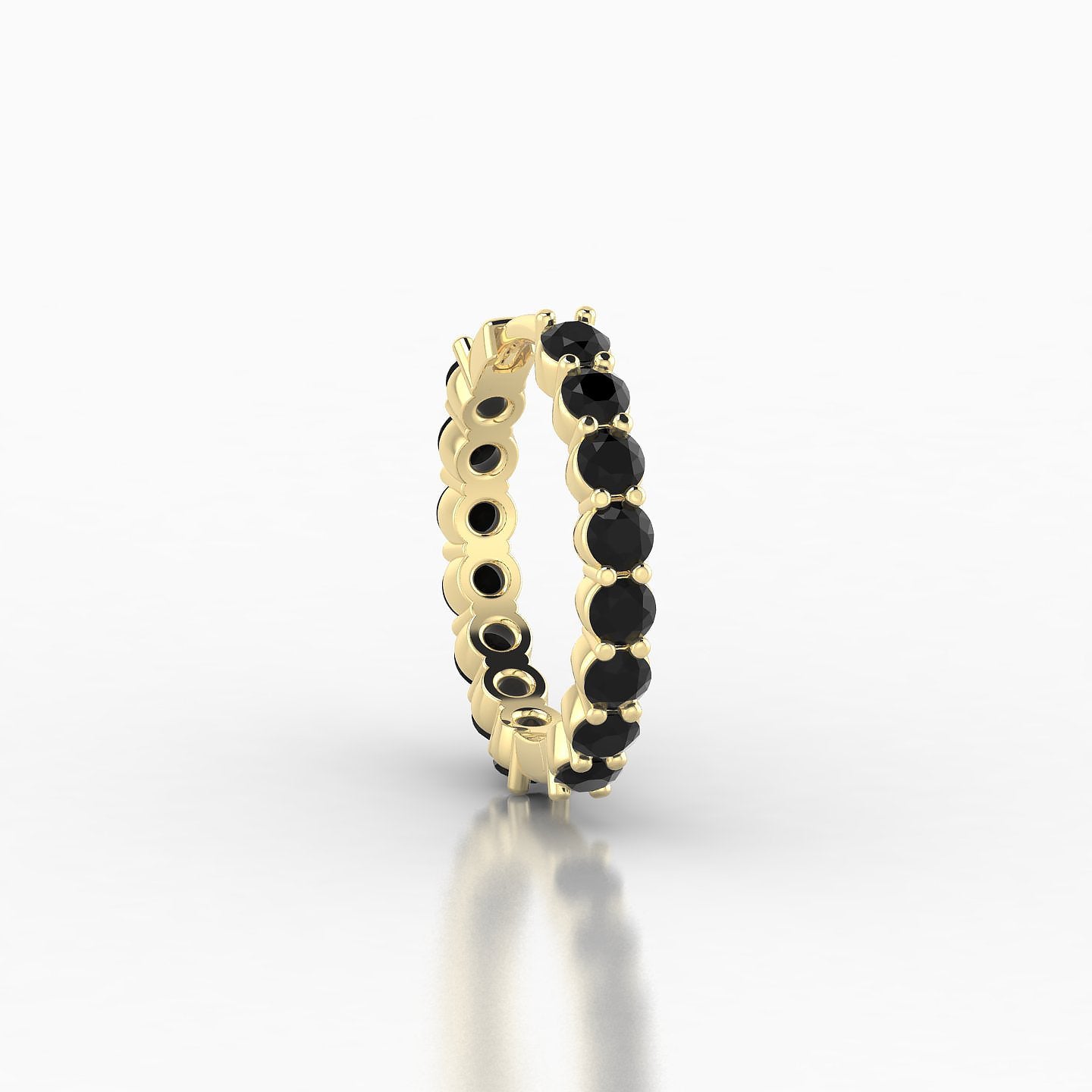 Vesta | 18k Yellow Gold 9.5 mm Black Diamond Hoop Piercing