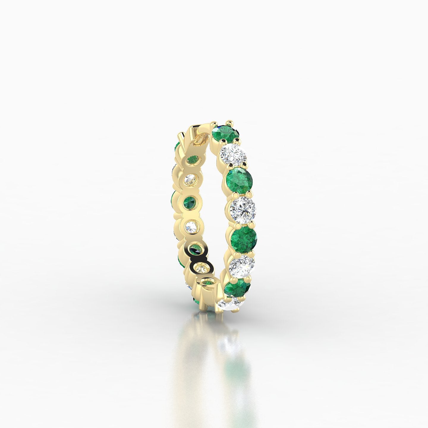 Vesta | 18k Yellow Gold 9.5 mm Emerald & Diamond Hoop Piercing