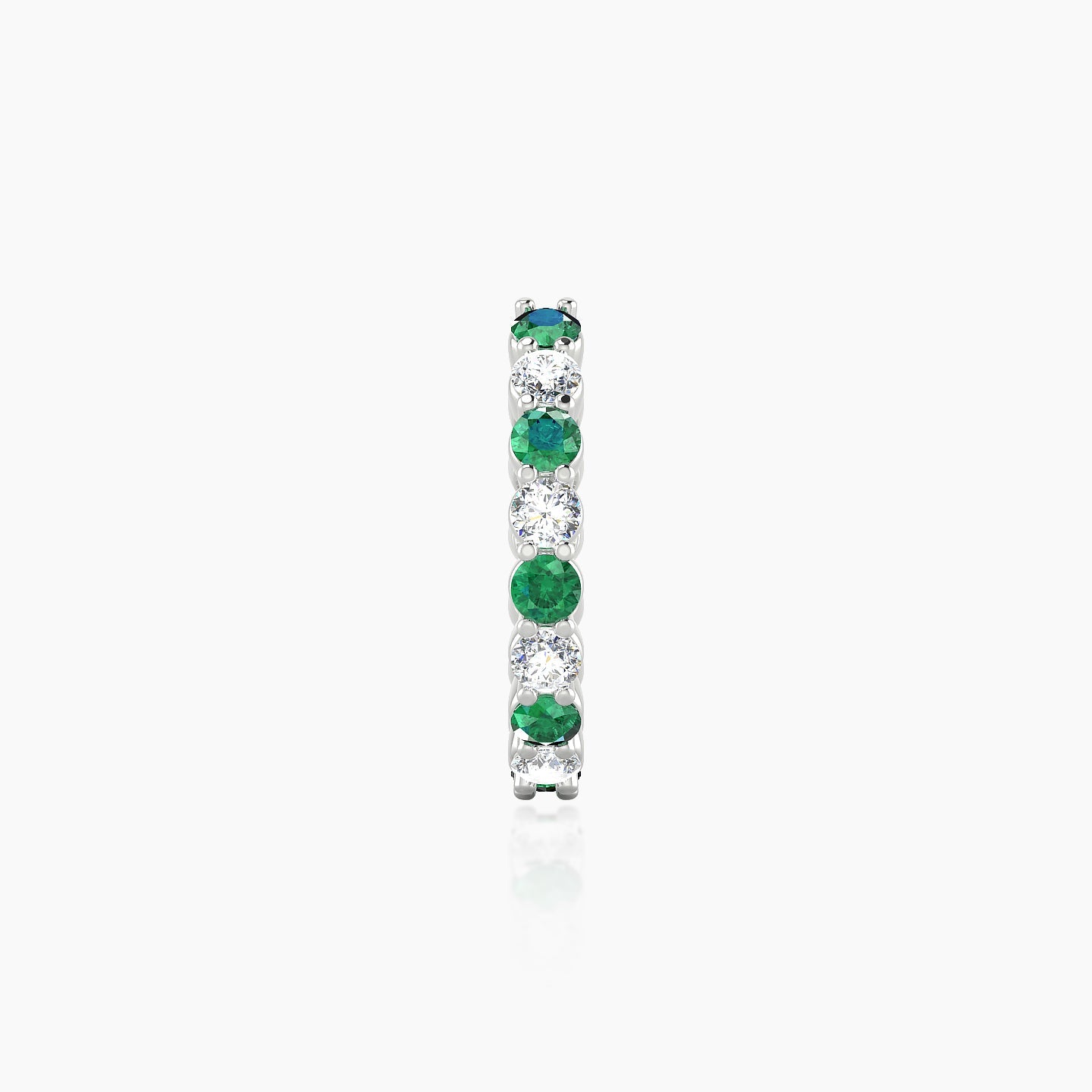 Vesta | 18k White Gold 9.5 mm Emerald & Diamond Hoop Piercing