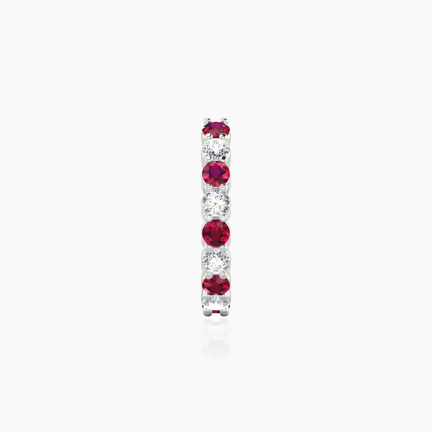 Vesta | 18k White Gold 9.5 mm Ruby & Diamond Hoop Piercing