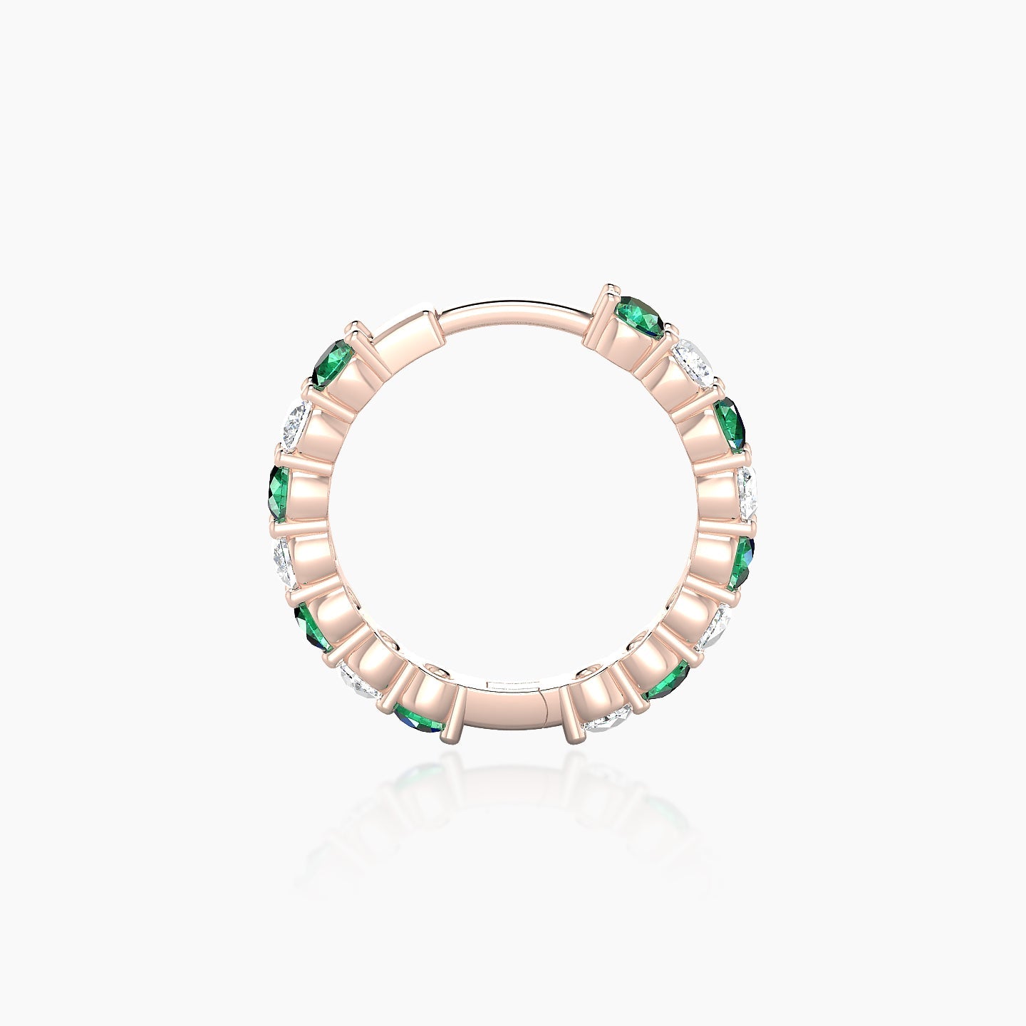 Vesta | 18k Rose Gold 9.5 mm Emerald & Diamond Hoop Piercing