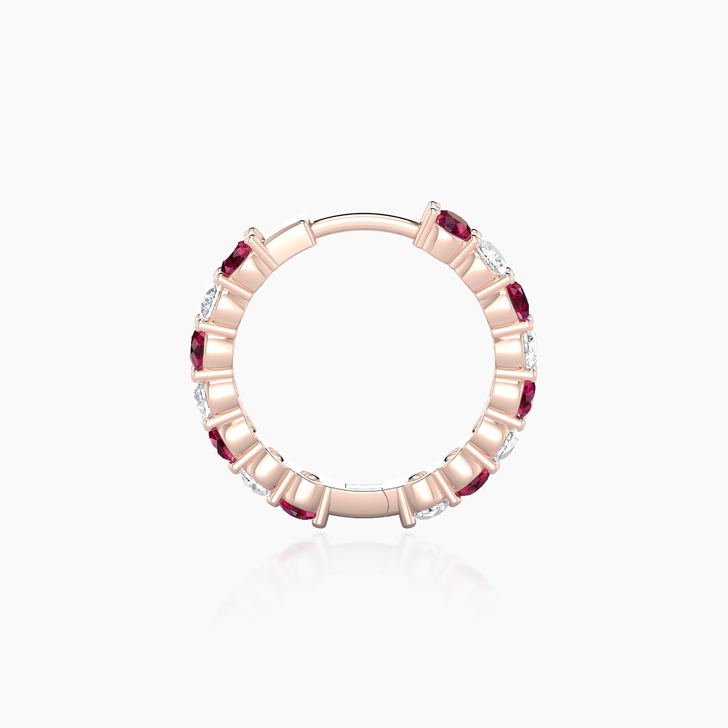 Vesta | 18k Rose Gold 9.5 mm Ruby & Diamond Hoop Piercing