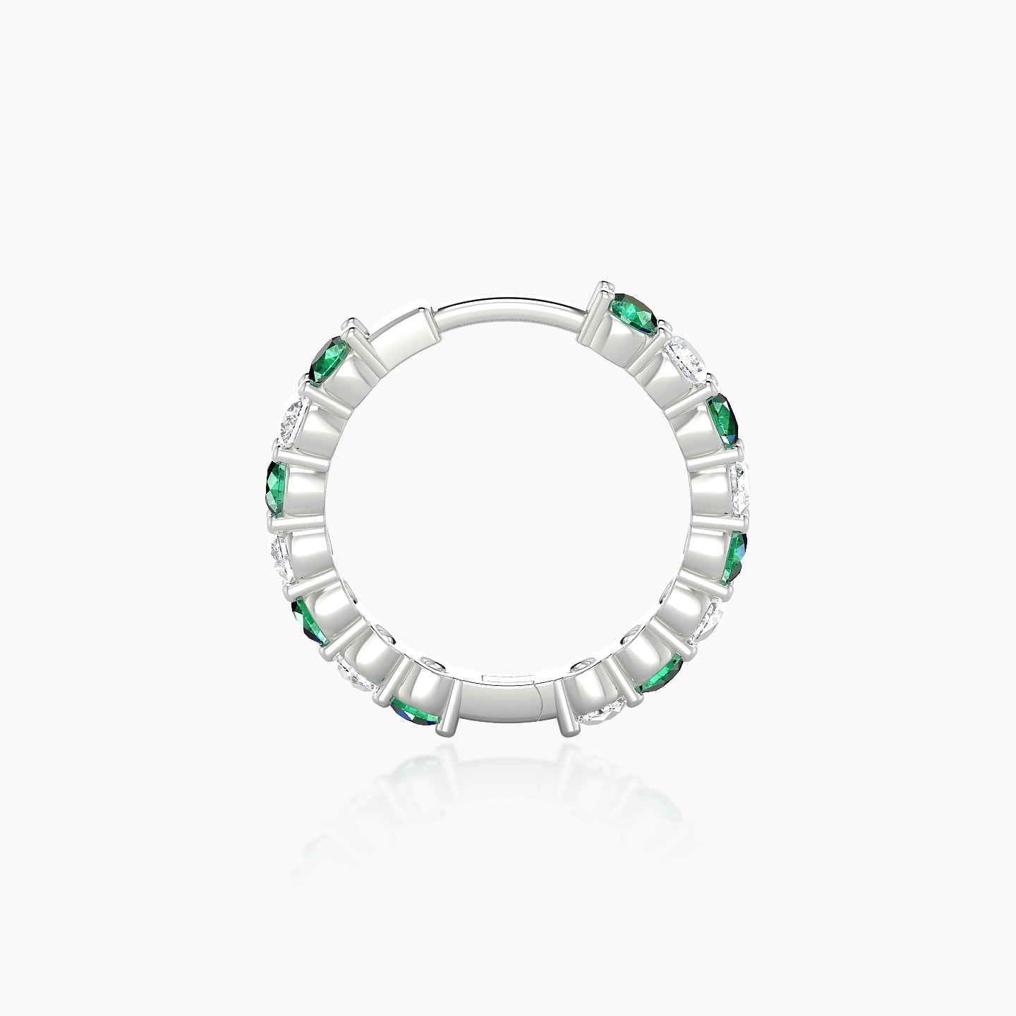 Vesta | 18k White Gold 9.5 mm Emerald & Diamond Hoop Piercing