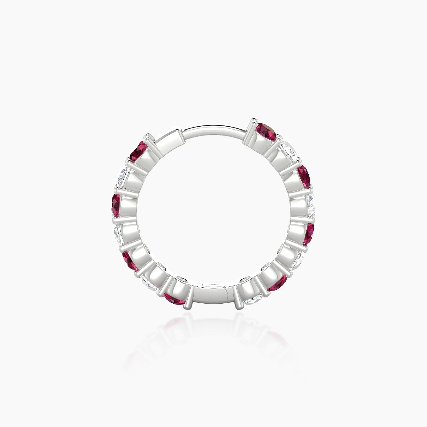 Vesta | 18k White Gold 9.5 mm Ruby & Diamond Hoop Piercing