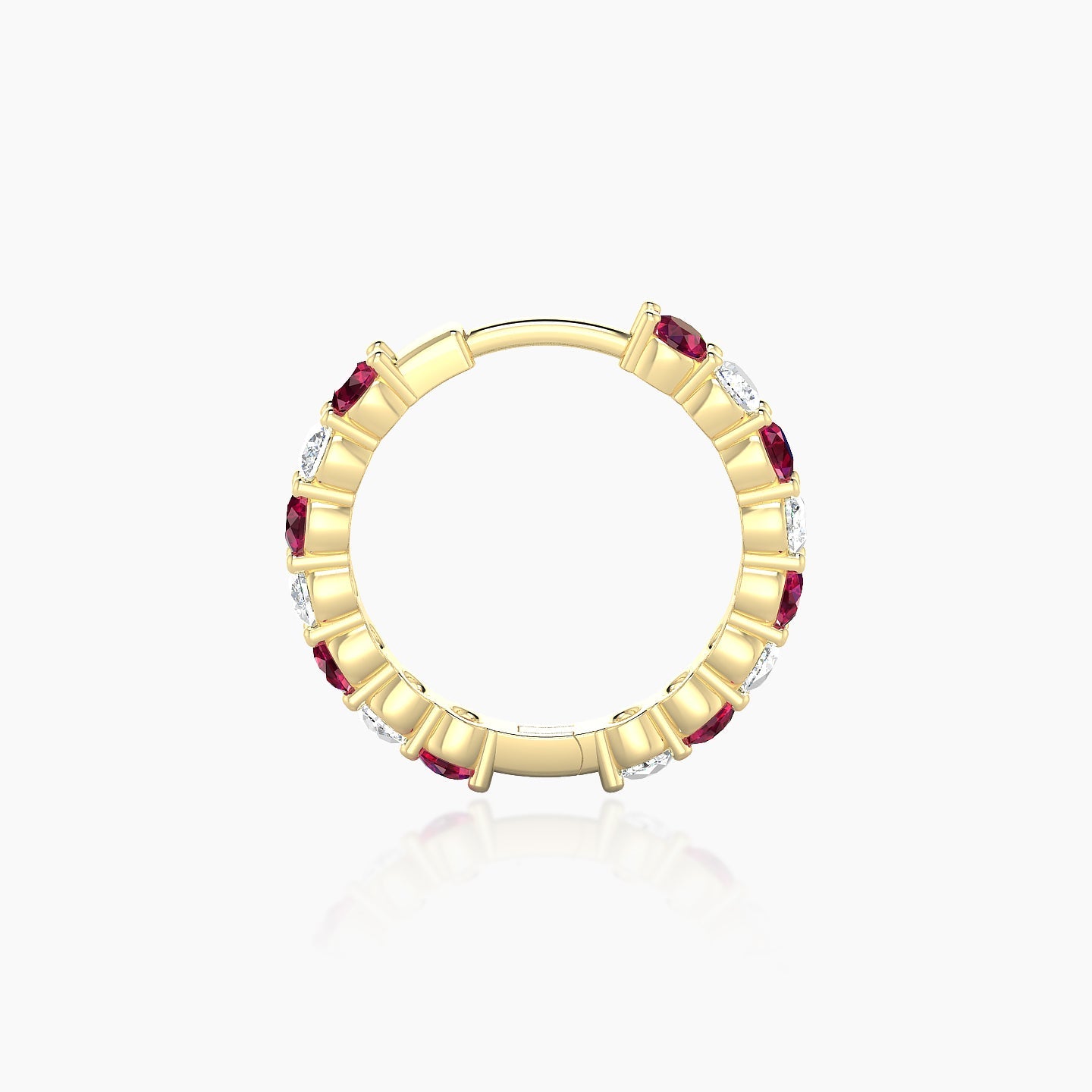 Vesta | 18k Yellow Gold 9.5 mm Ruby & Diamond Hoop Piercing