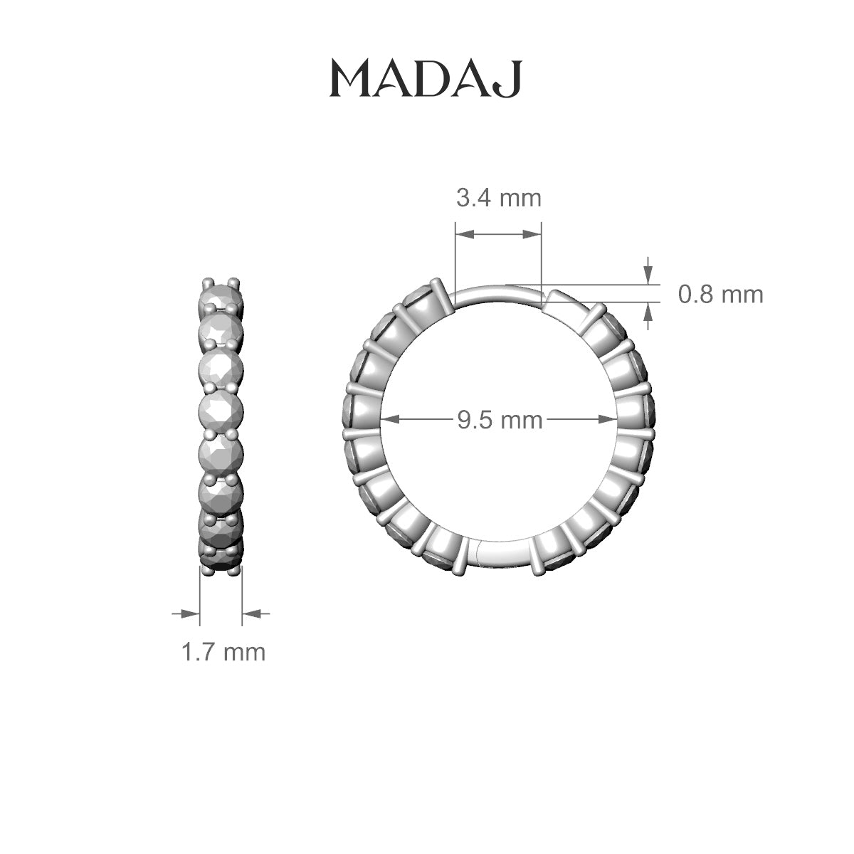 Vesta | 18k White Gold 9.5 mm Emerald & Diamond Hoop Piercing