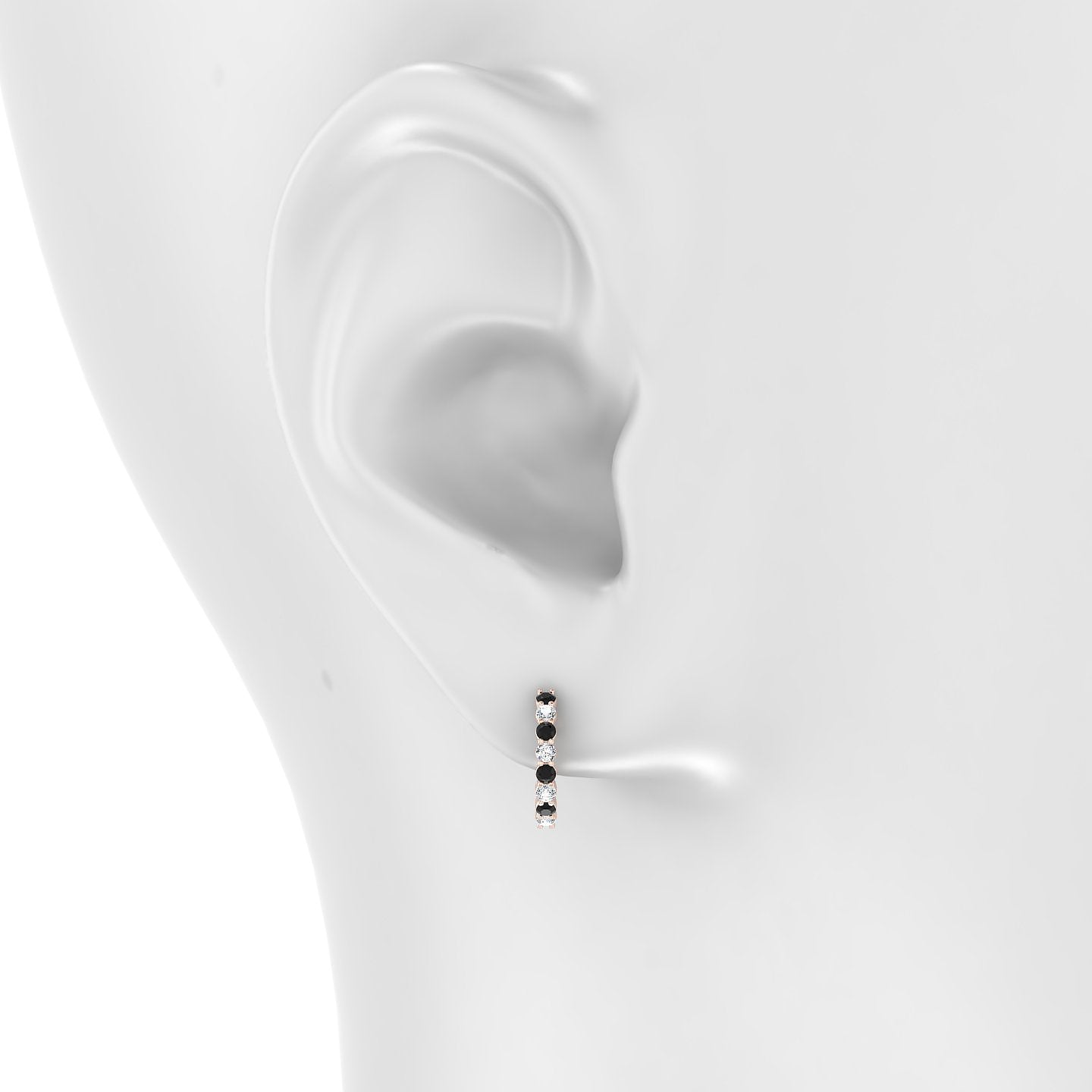 Vesta | 18k Rose Gold 9.5 mm Black Diamond & Diamond Hoop Piercing