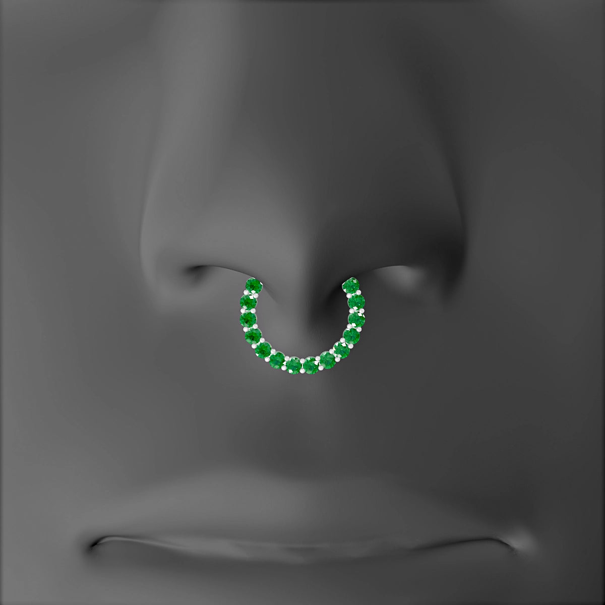 Vesta | 18k White Gold 9.5 mm Emerald & Diamond Septum Piercing