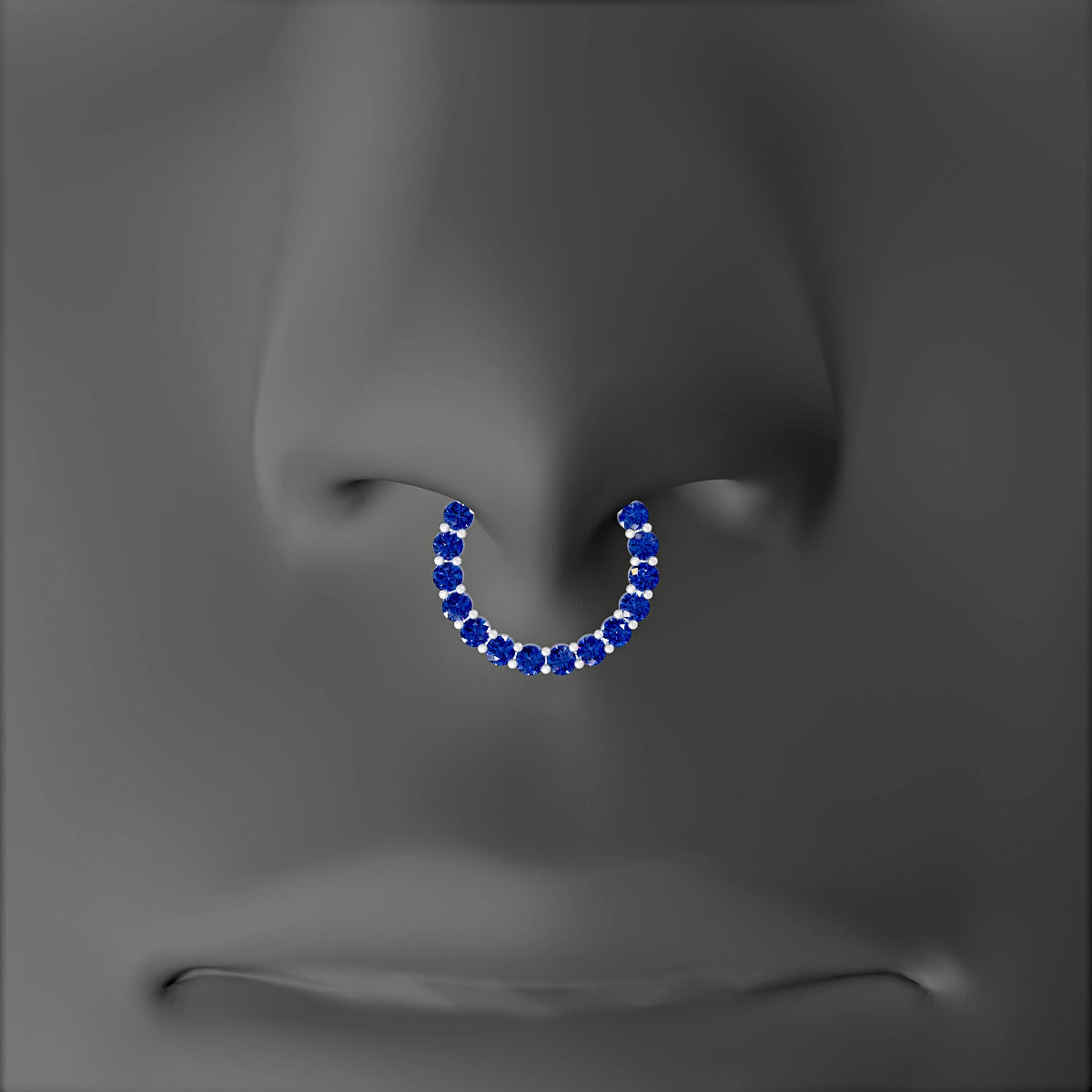 Vesta | 18k White Gold 9.5 mm Sapphire & Diamond Septum Piercing