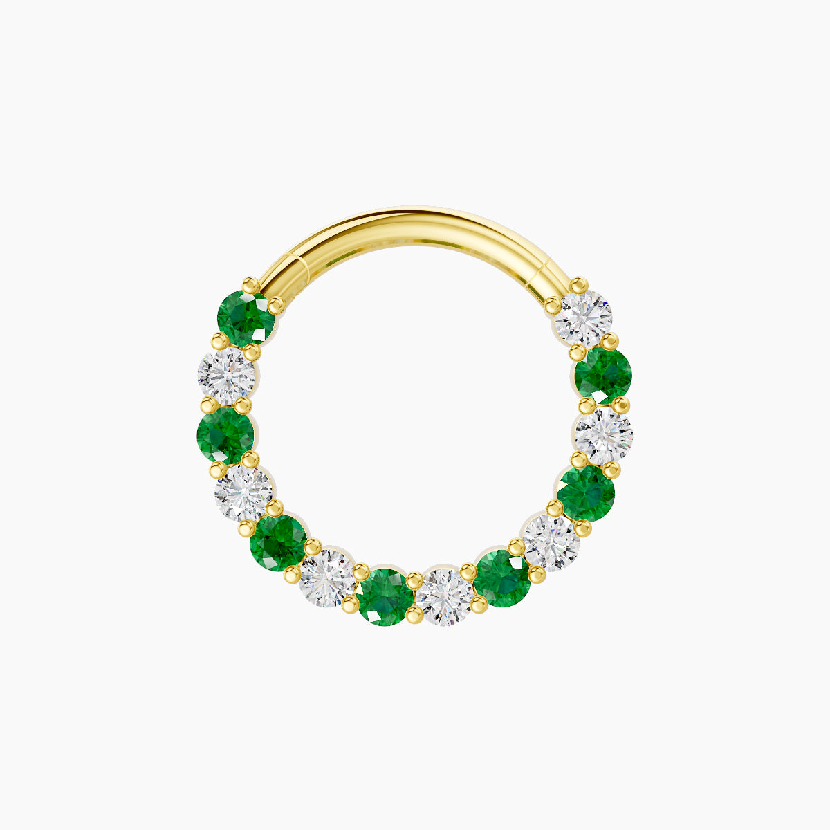 Vesta | 18k Yellow Gold 9.5 mm Emerald & Diamond Septum Piercing