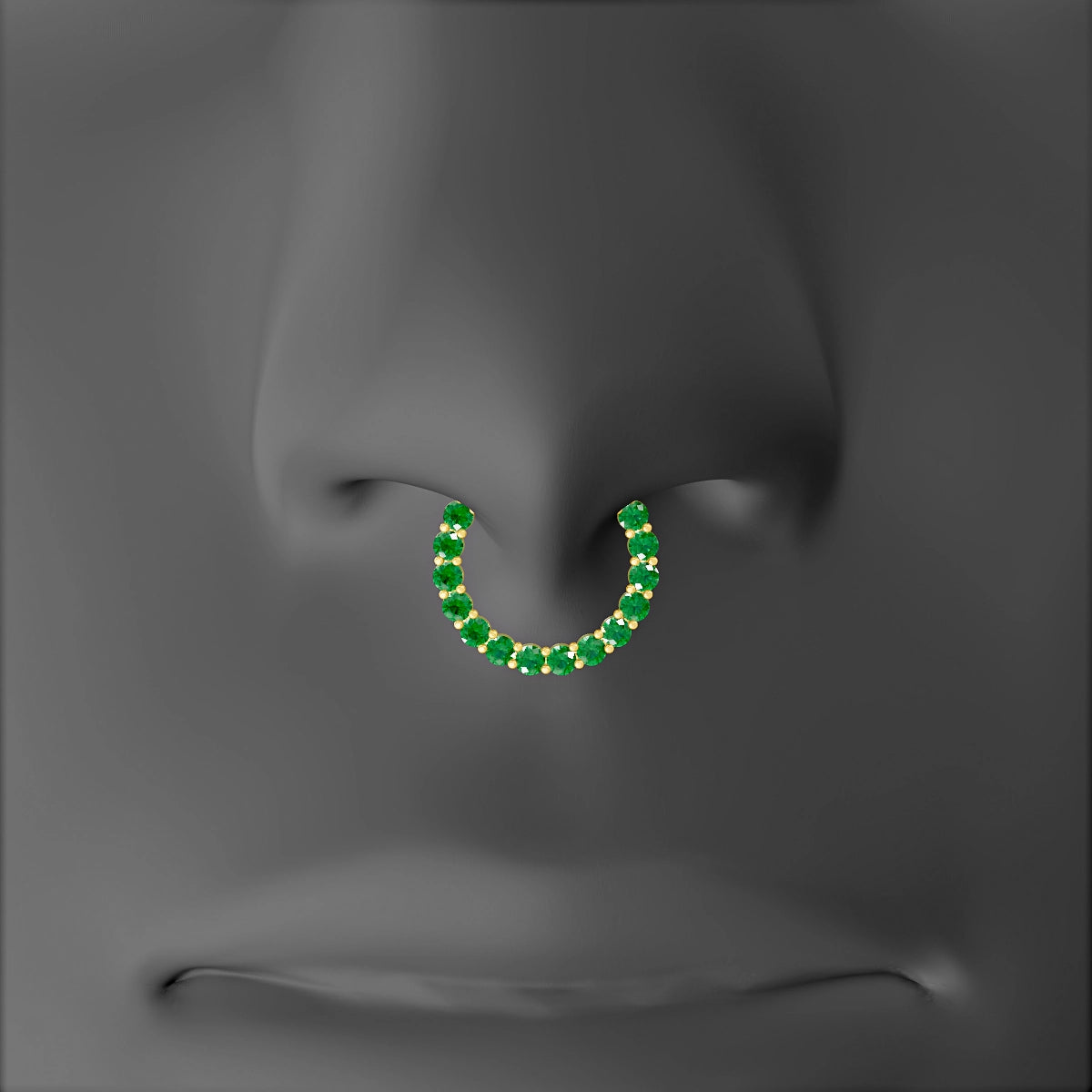 Vesta | 18k Yellow Gold 9.5 mm Emerald Septum Piercing