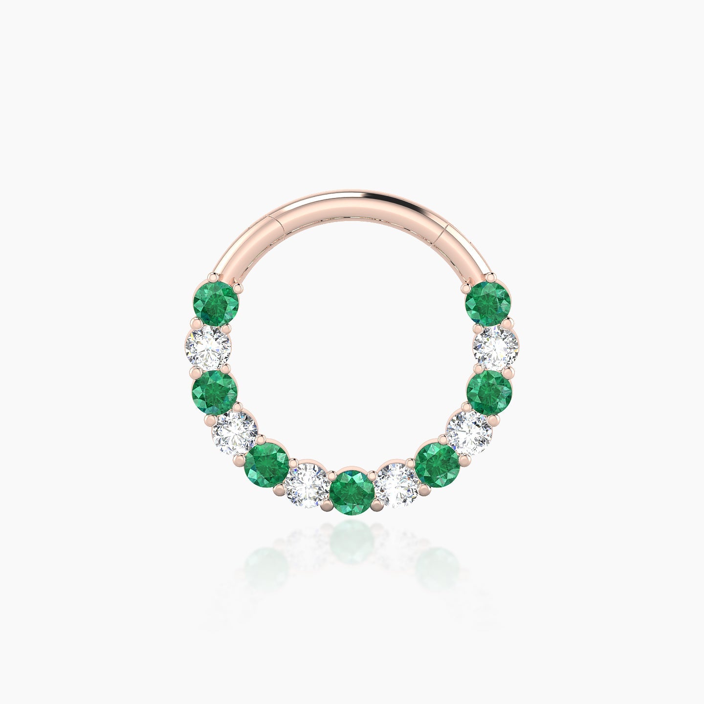 Vesta | 18k Rose Gold 9.5 mm Emerald & Diamond Septum Piercing