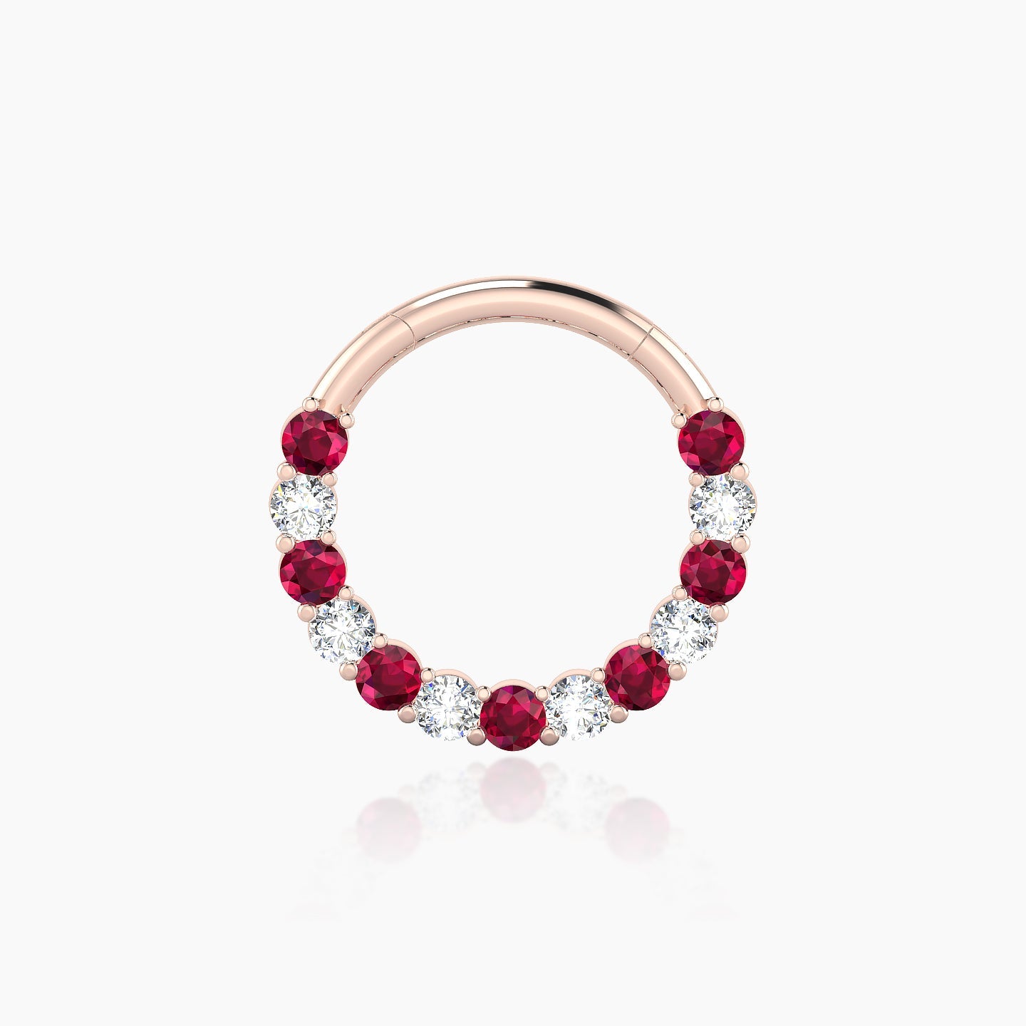 Vesta | 18k Rose Gold 9.5 mm Ruby & Diamond Septum Piercing