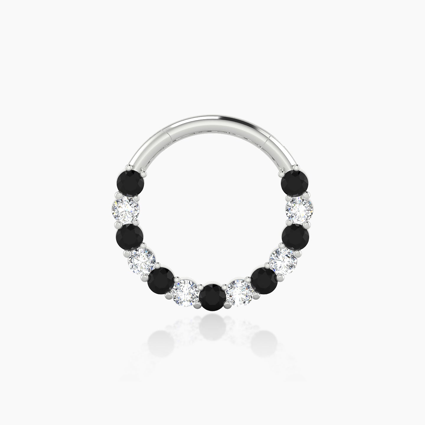 Vesta | 18k White Gold 9.5 mm Black Diamond & Diamond Septum Piercing