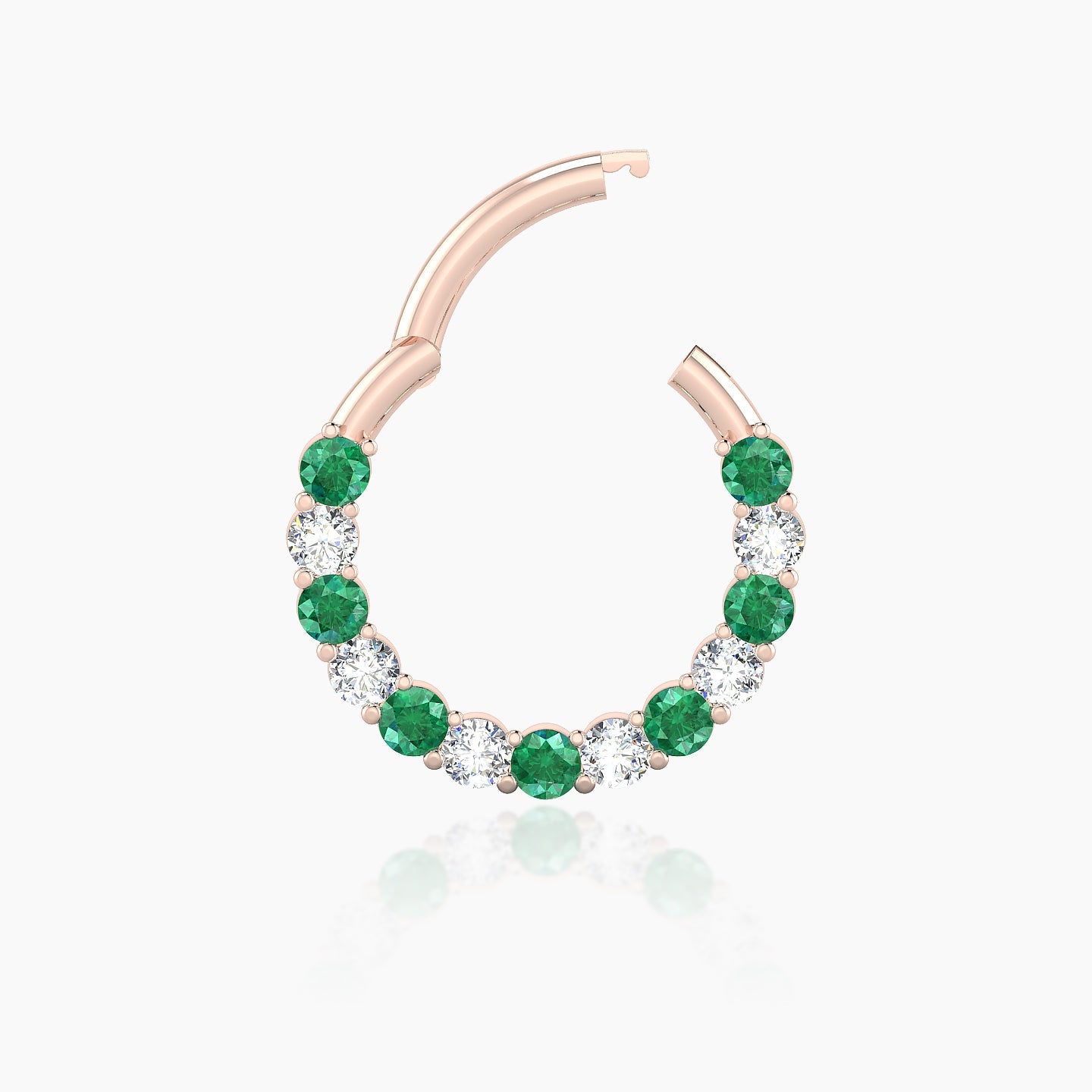 Vesta | 18k Rose Gold 9.5 mm Emerald & Diamond Septum Piercing