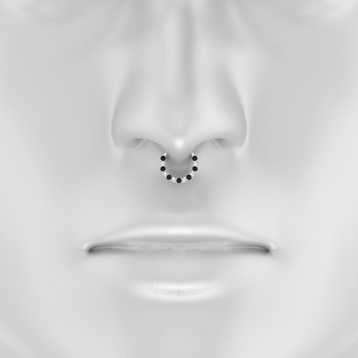 Vesta | 18k Rose Gold 9.5 mm Black Diamond & Diamond Septum Piercing