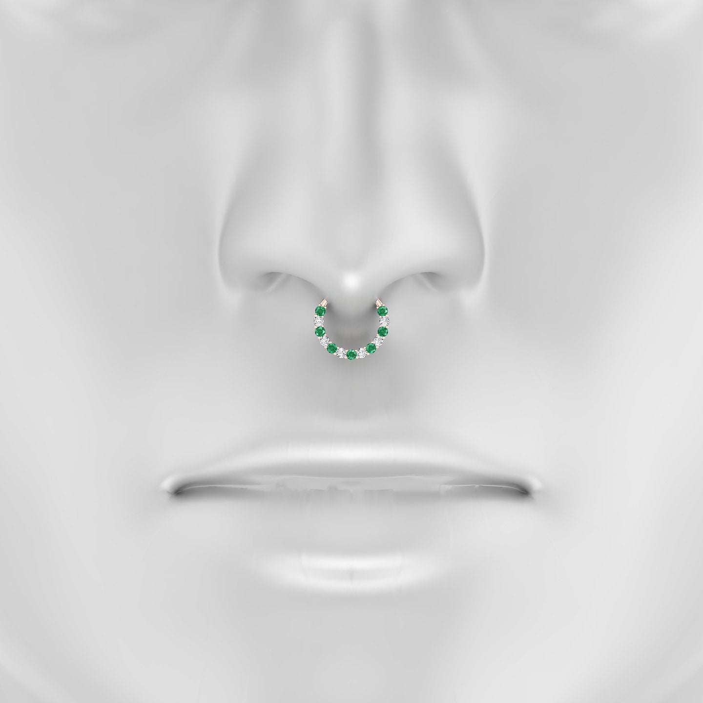 Vesta | 18k Rose Gold 9.5 mm Emerald & Diamond Septum Piercing