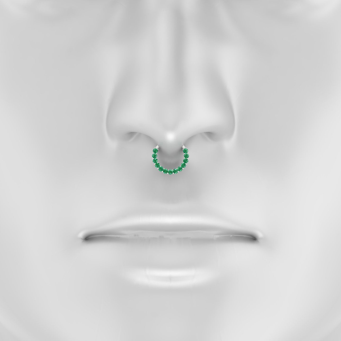 Vesta | 18k White Gold 9.5 mm Emerald Septum Piercing