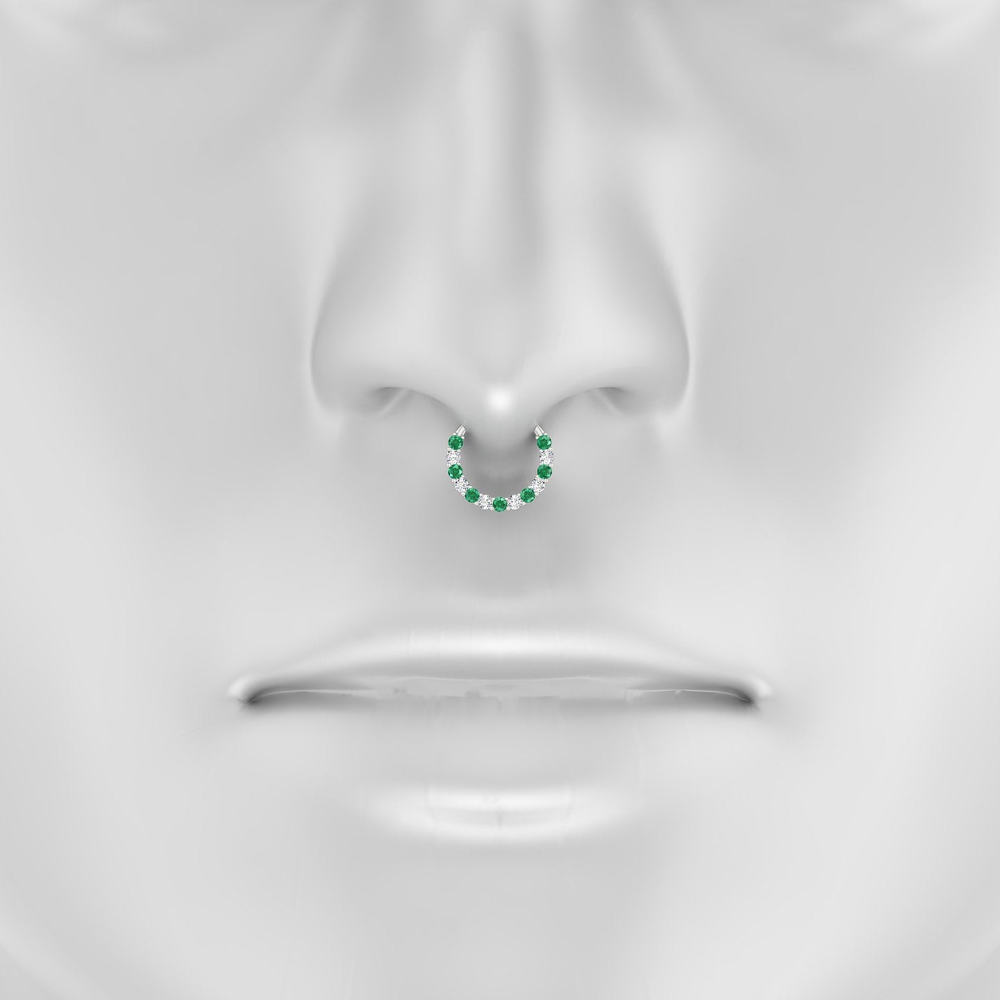 Vesta | 18k White Gold 9.5 mm Emerald & Diamond Septum Piercing