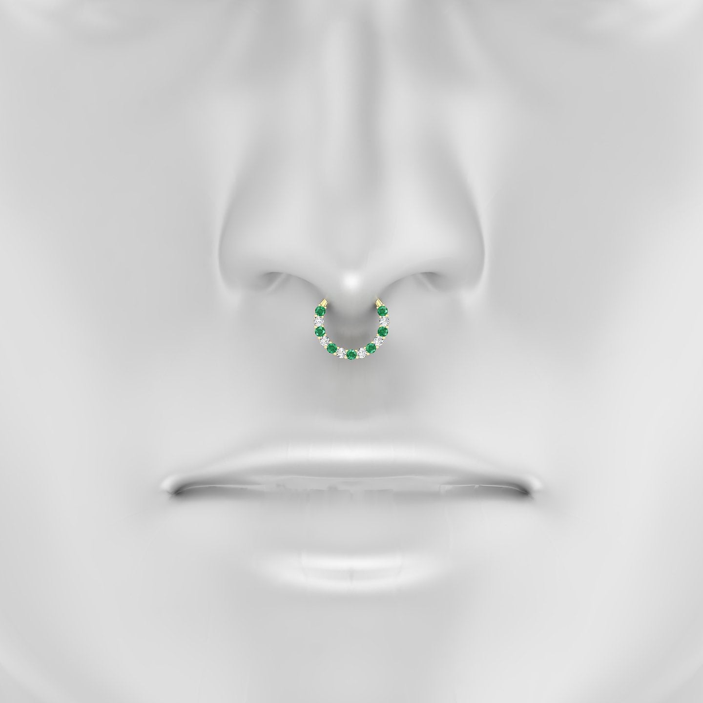 Vesta | 18k Yellow Gold 9.5 mm Emerald & Diamond Septum Piercing