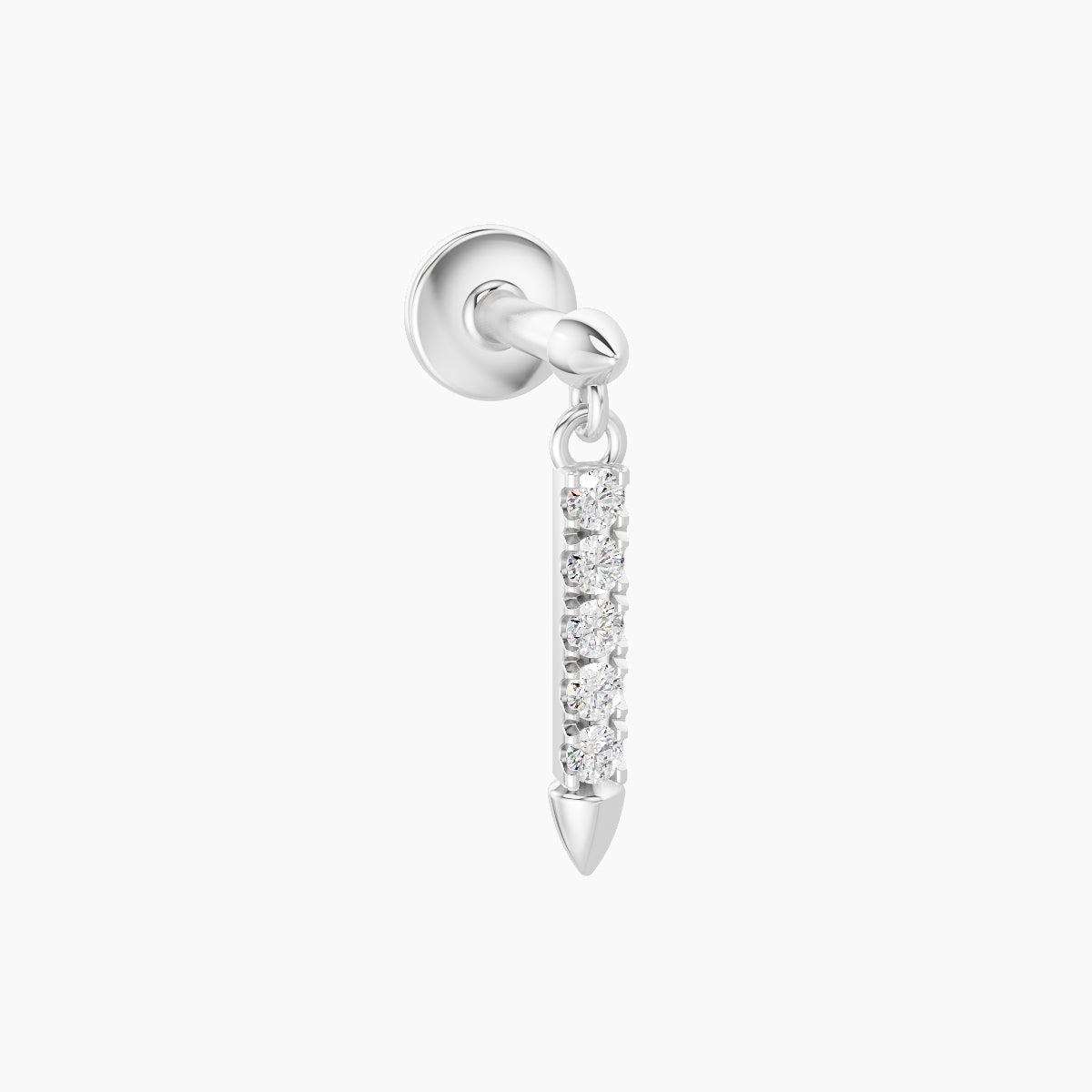 Xuan | 18k White Gold 11 mm 5 mm Spike Diamond Piercing