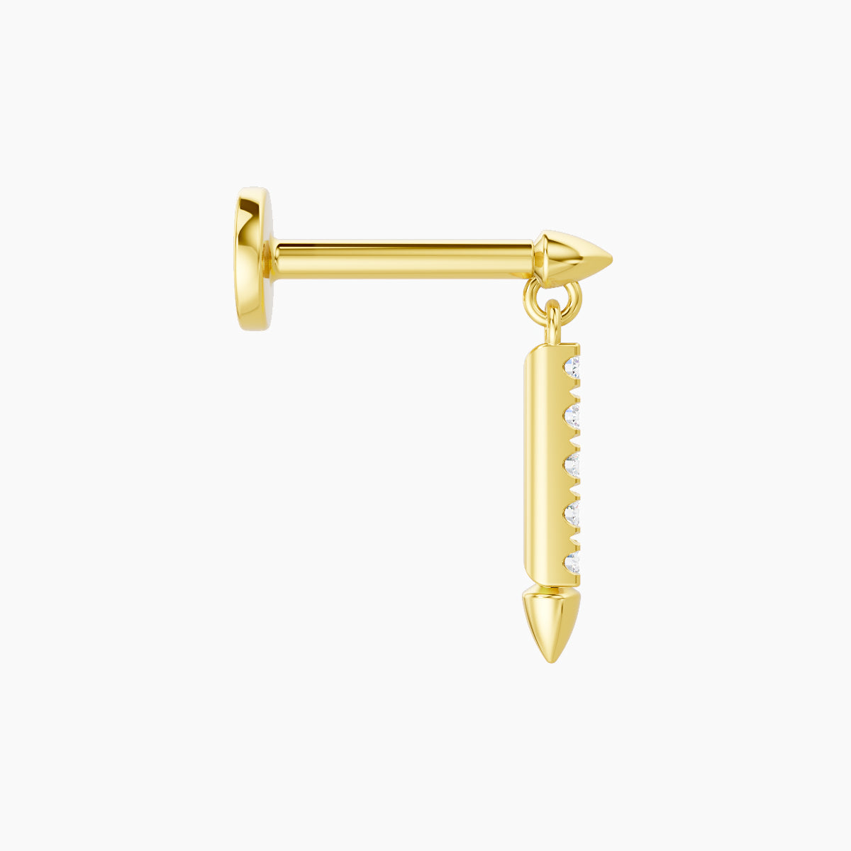Xuan | 18k Yellow Gold 11 mm 6.5 mm Spike Diamond Piercing