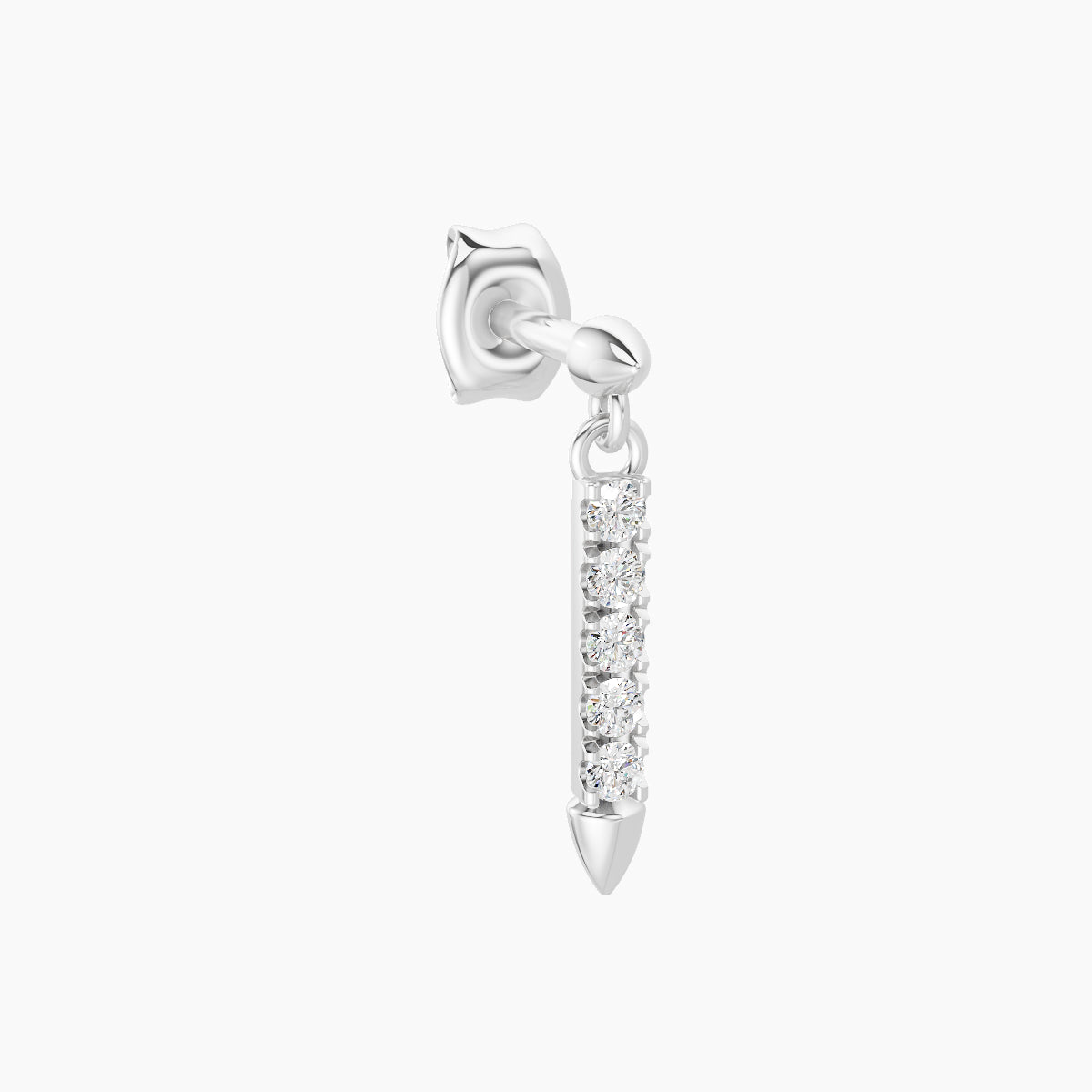 Xuan | 18k White Gold 11 mm Spike Diamond Earring