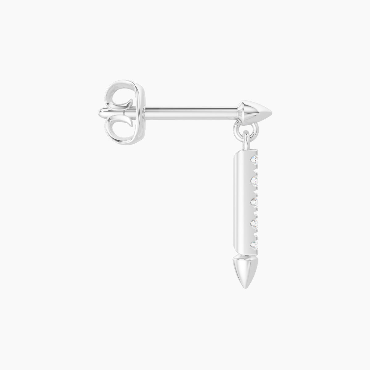 Xuan | 18k White Gold 11 mm Spike Diamond Earring