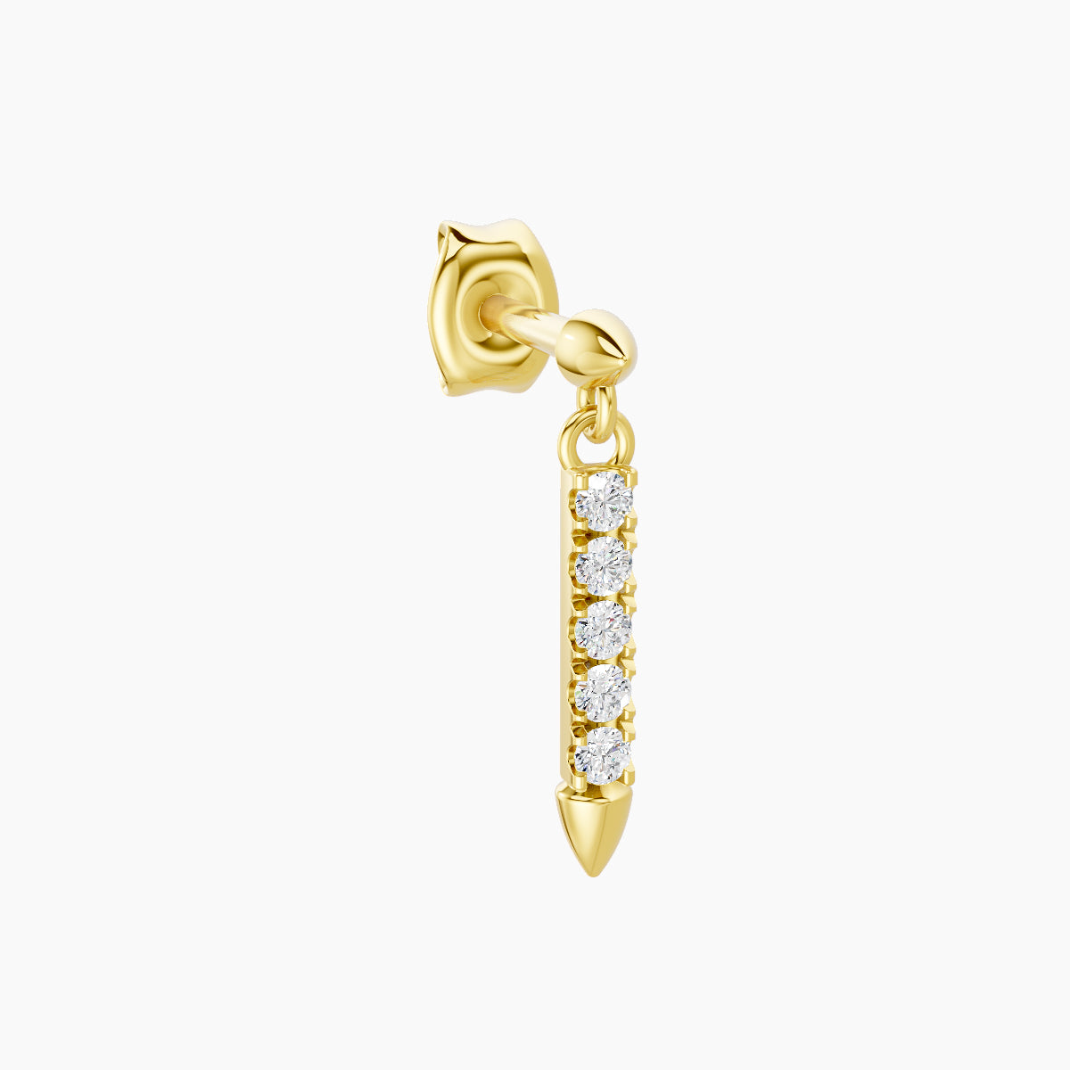 Xuan | 18k Yellow Gold 11 mm Spike Diamond Earring