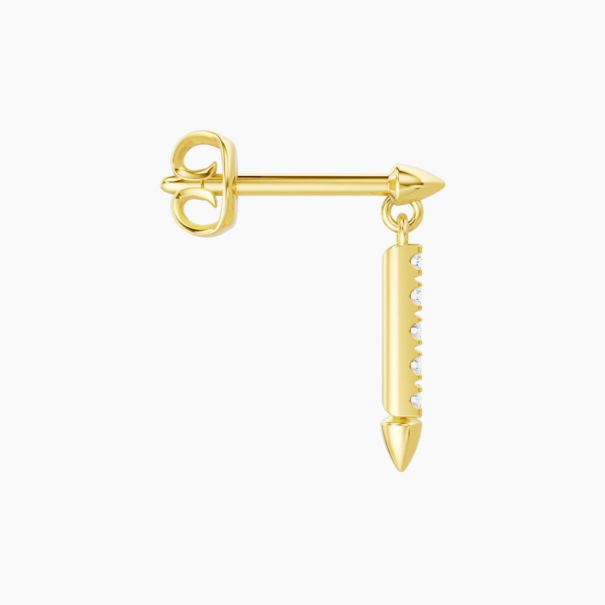 Xuan | 18k Yellow Gold 11 mm Spike Diamond Earring