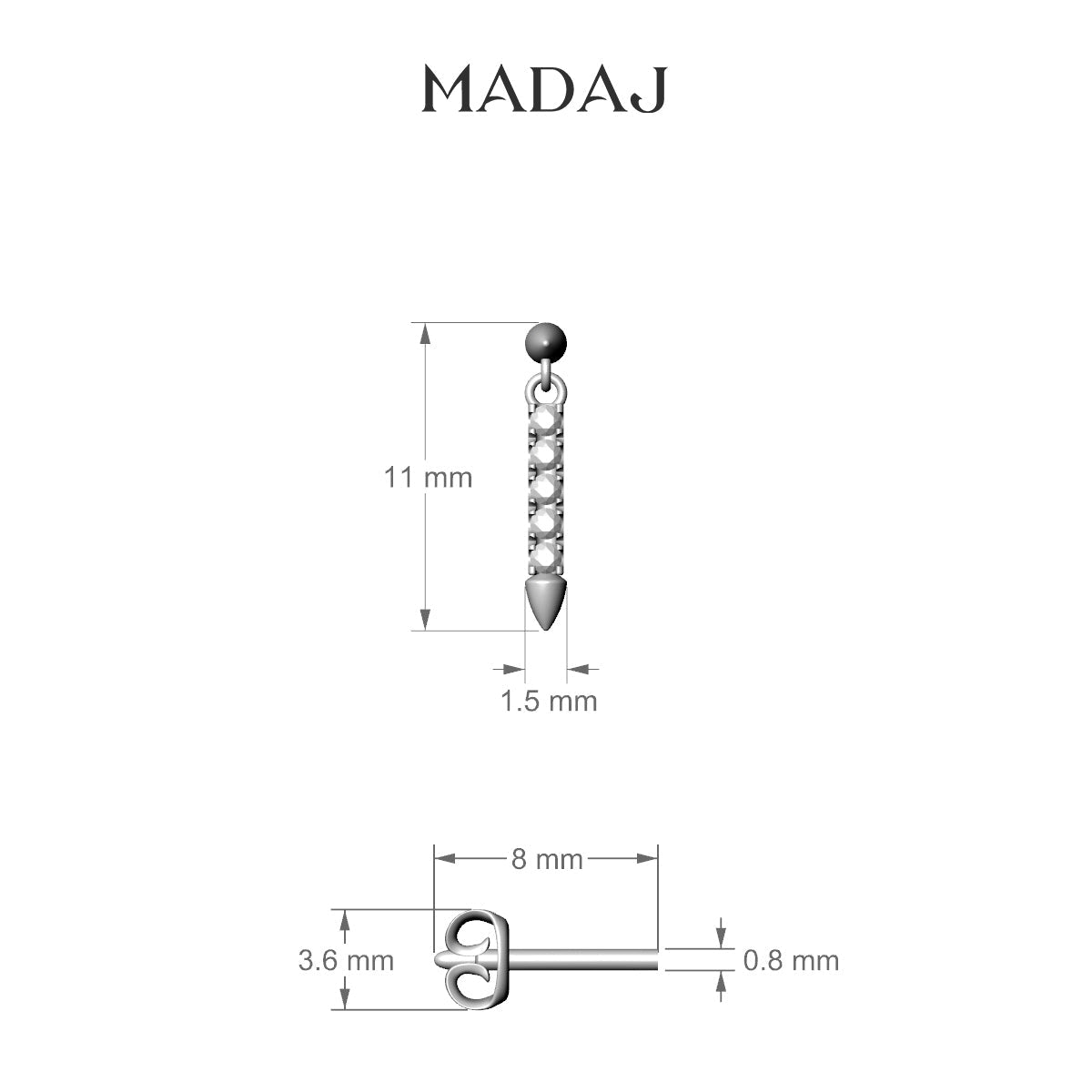 Xuan | 18k Rose Gold 11 mm Spike Diamond Earring