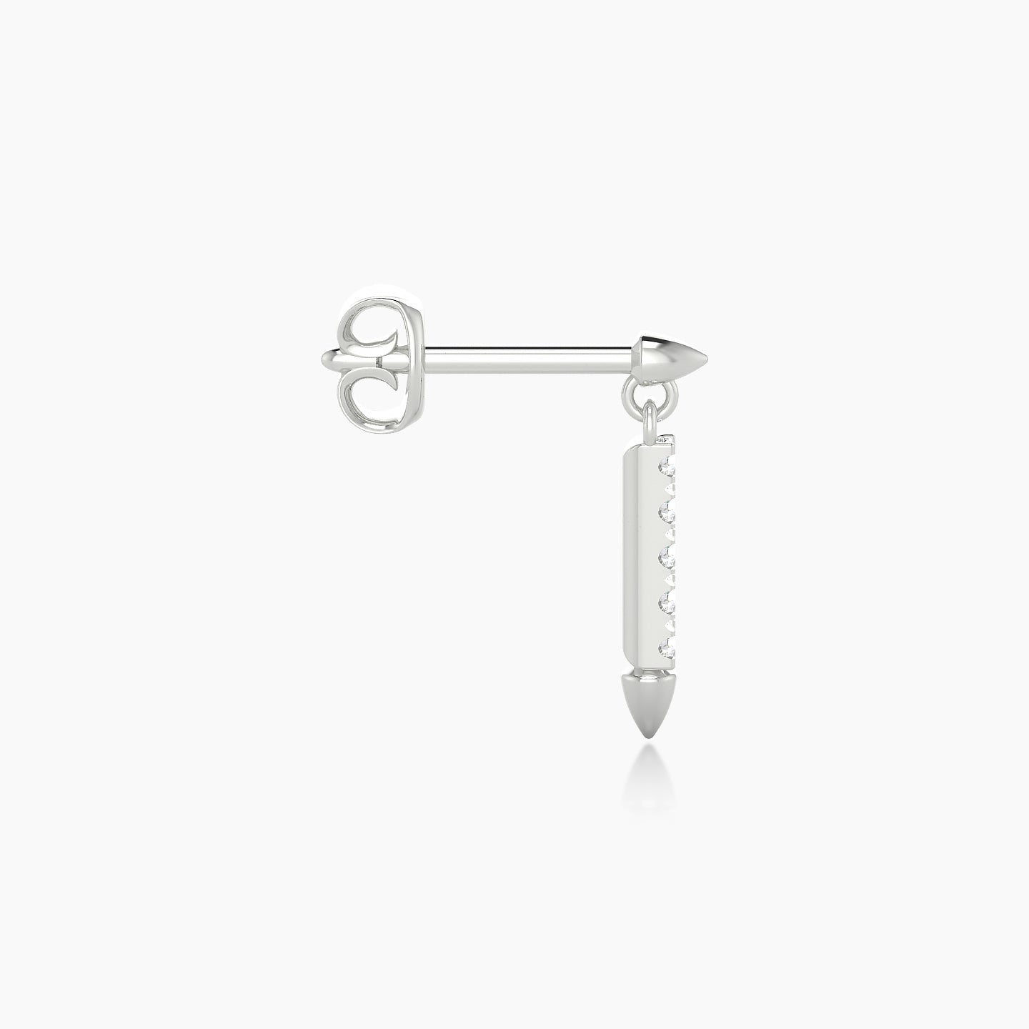 Xuan | 18k White Gold 11 mm Spike Diamond Earring