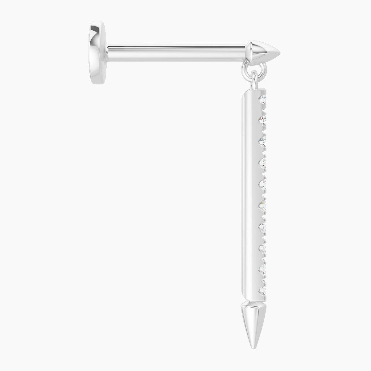 Xuan | 18k White Gold 18 mm 8 mm Spike Diamond Piercing
