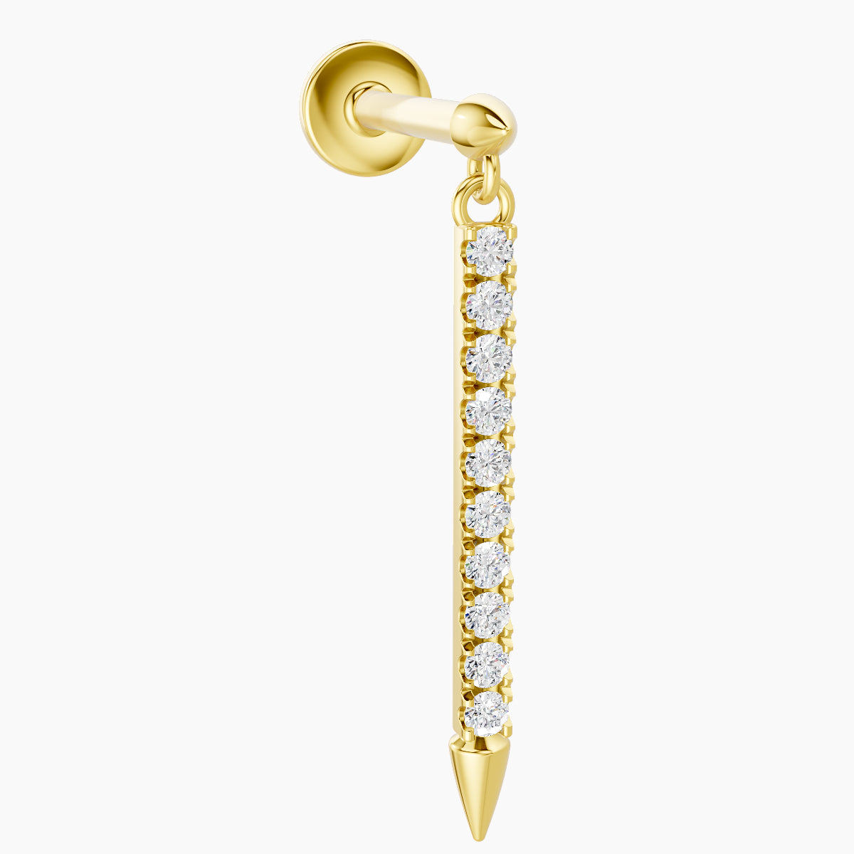 Xuan | 18k Yellow Gold 18 mm 8 mm Spike Diamond Piercing