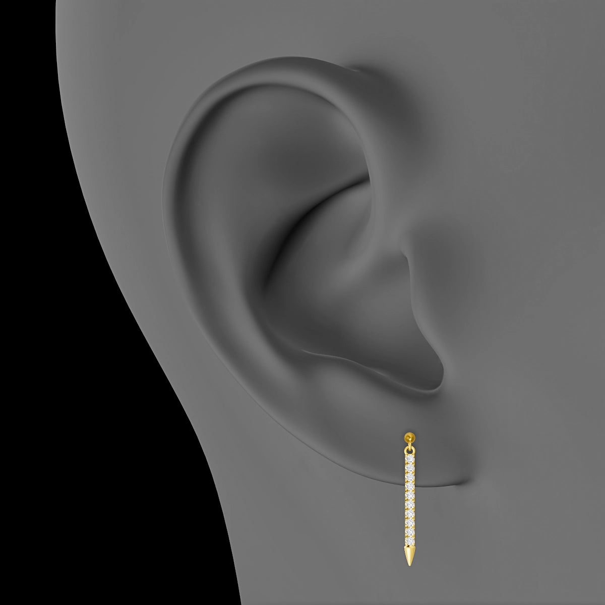 Xuan | 18k Yellow Gold 18 mm 8 mm Spike Diamond Piercing