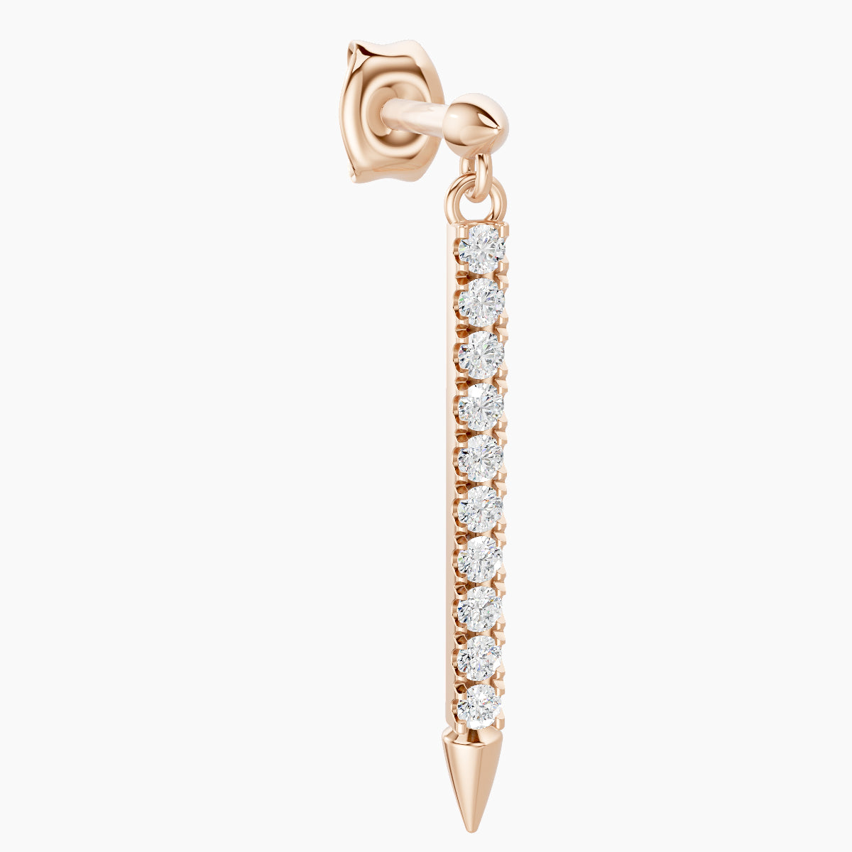 Xuan | 18k Rose Gold 18 mm Spike Diamond Earring