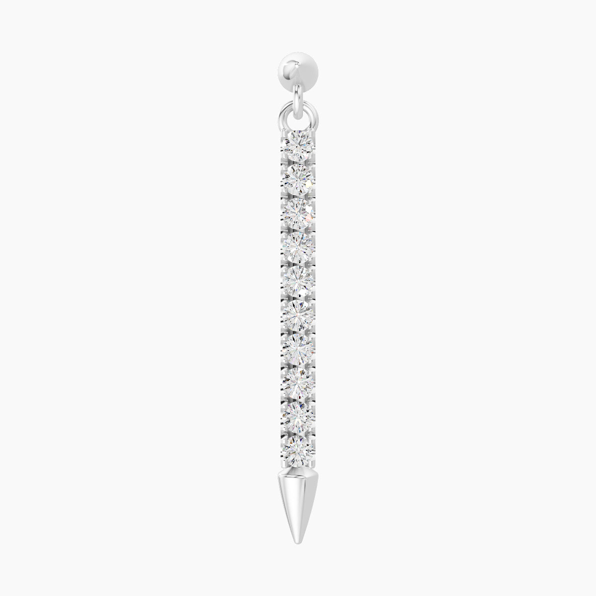 Xuan | 18k White Gold 18 mm Spike Diamond Earring