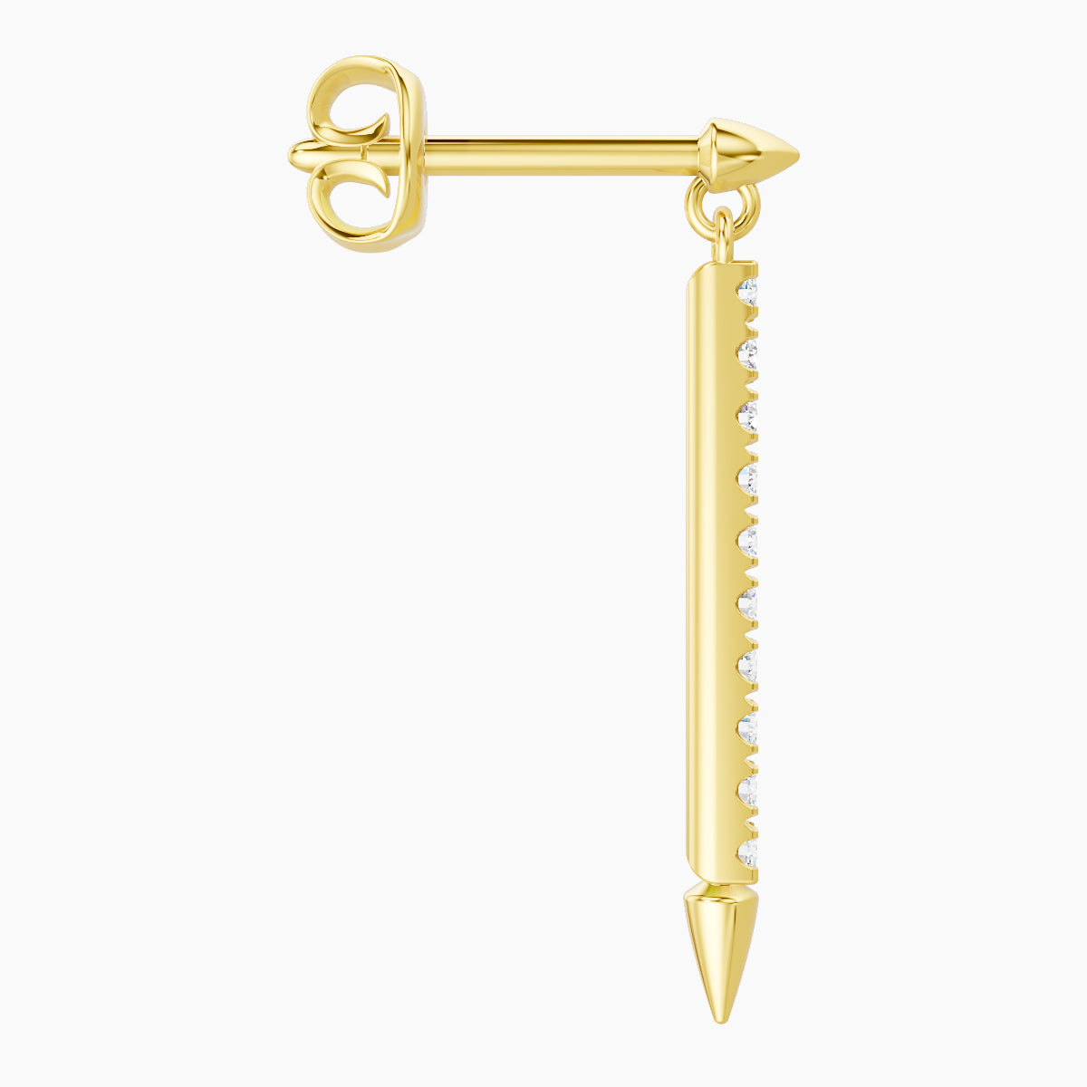 Xuan | 18k Yellow Gold 18 mm Spike Diamond Earring