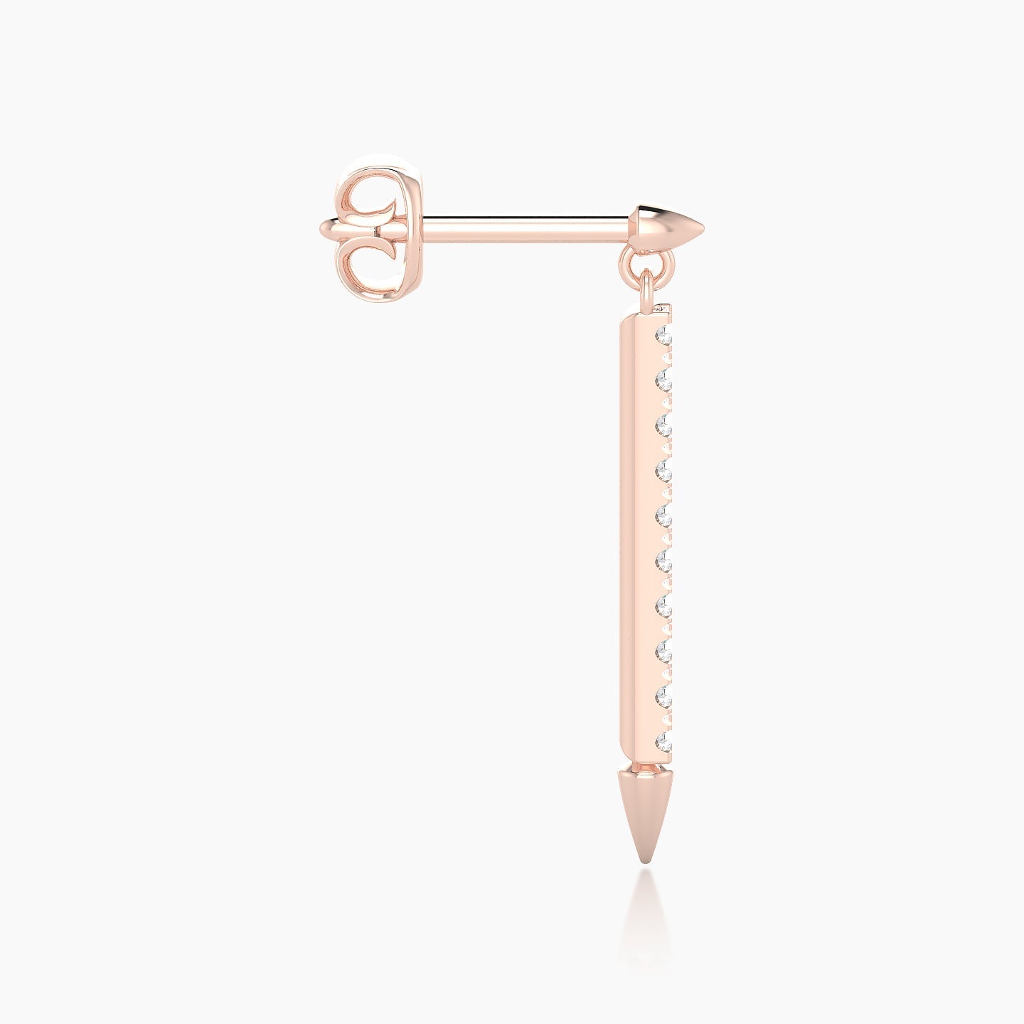 Xuan | 18k Rose Gold 18 mm Spike Diamond Earring