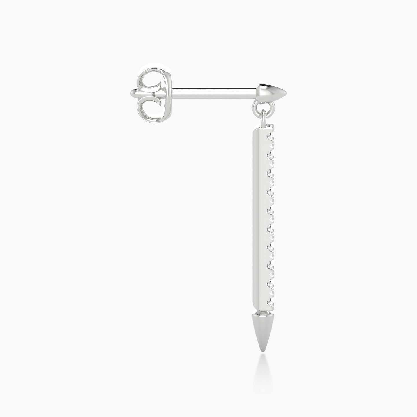 Xuan | 18k White Gold 18 mm Spike Diamond Earring