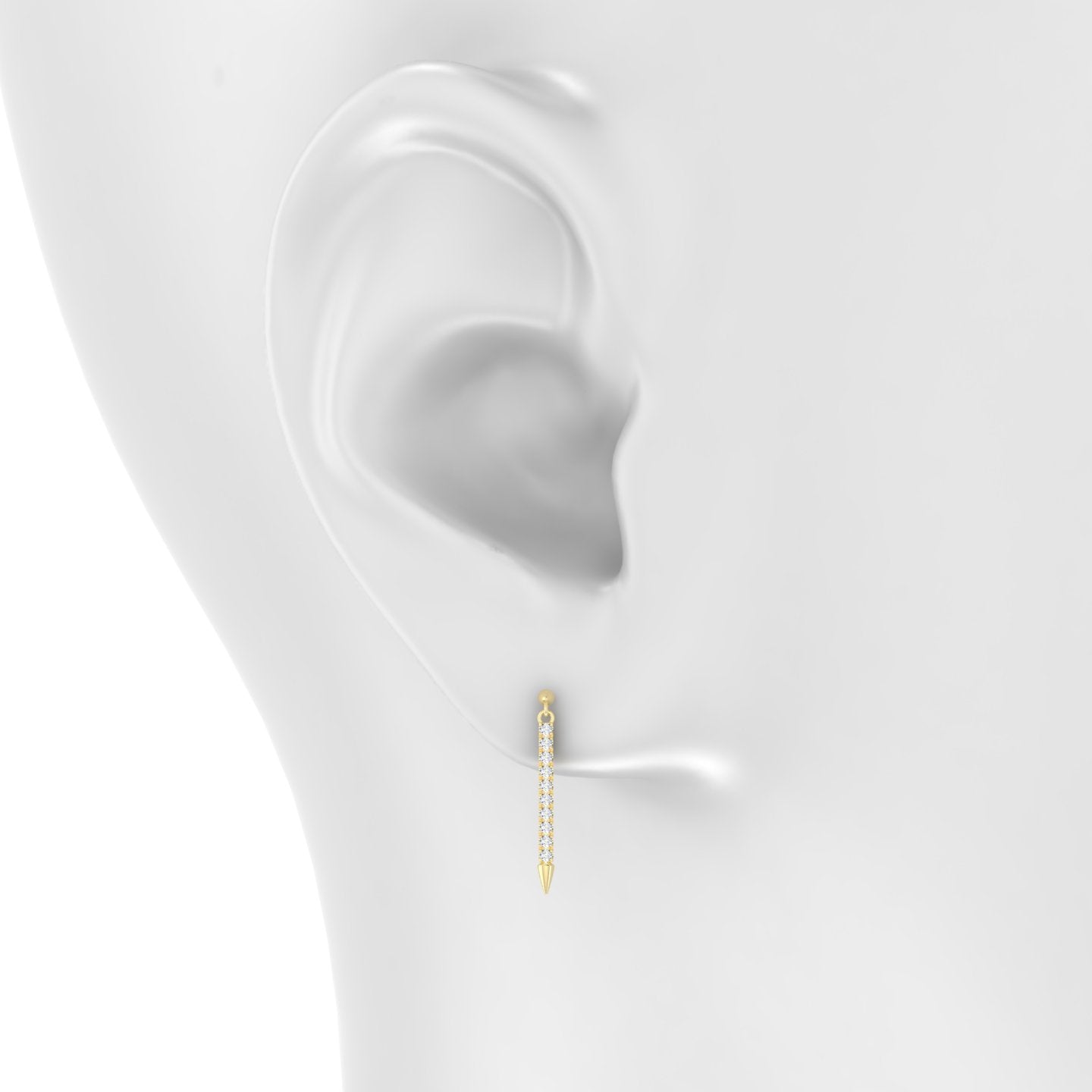 Xuan | 18k Yellow Gold 18 mm Spike Diamond Earring