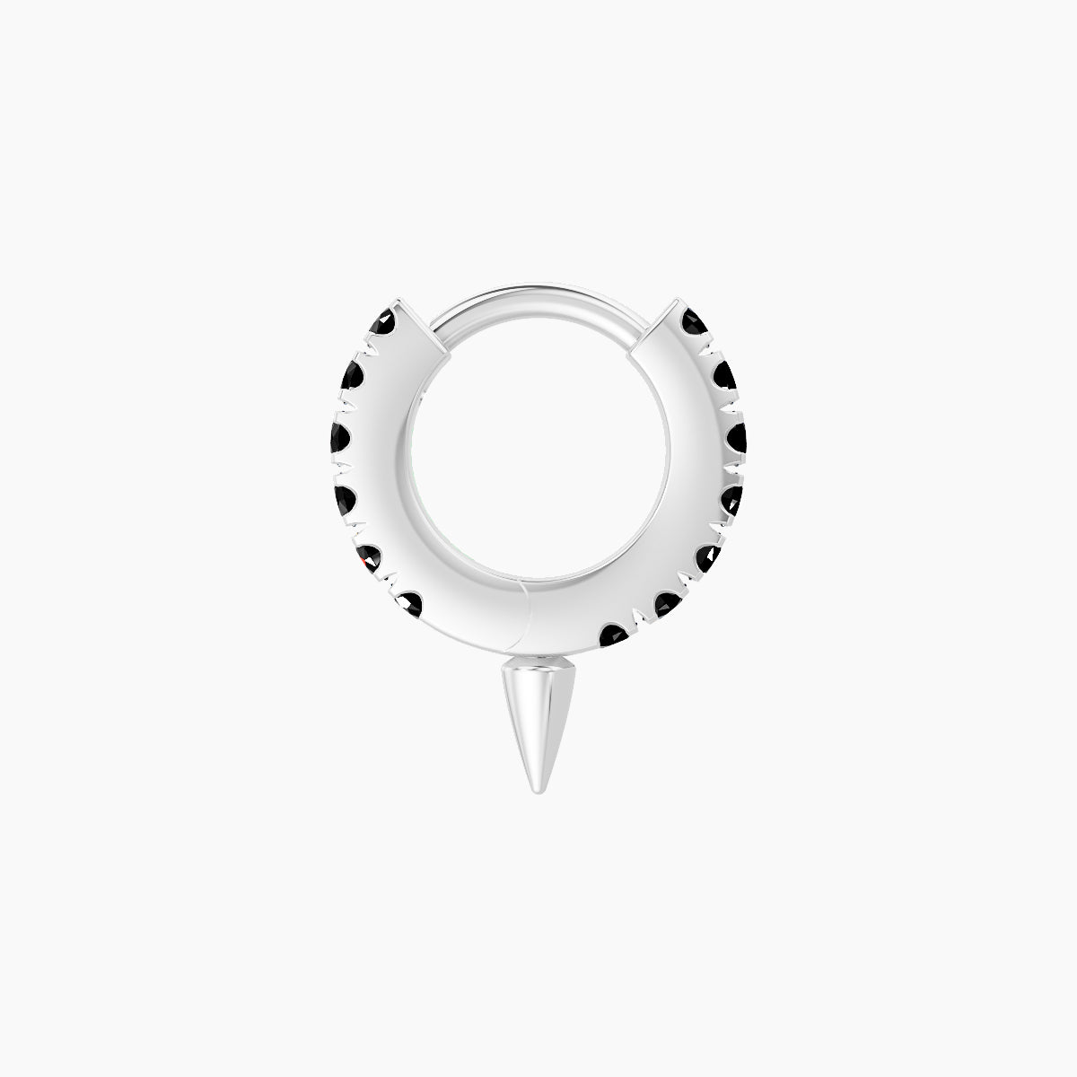 Xuan | 18k White Gold 5 mm Spike Black Diamond Hoop Piercing