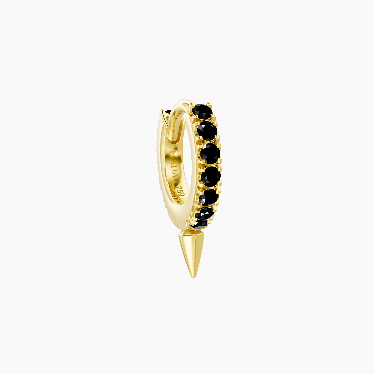 Xuan | 18k Yellow Gold 5 mm Spike Black Diamond Hoop Piercing