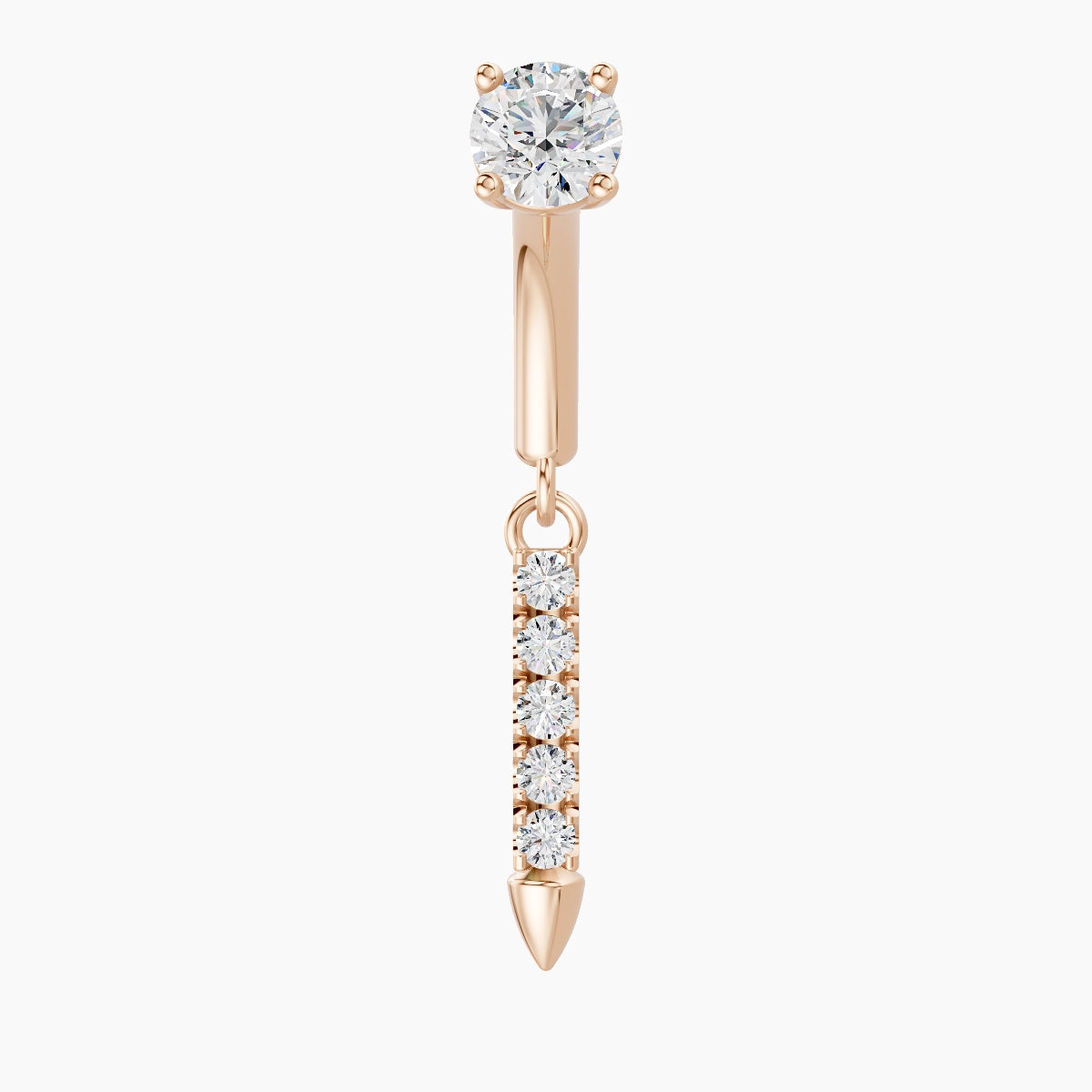 Xuan | Piercing Rook Spike Diamant Or Rose 18k Hypoallergénique 6 mm
