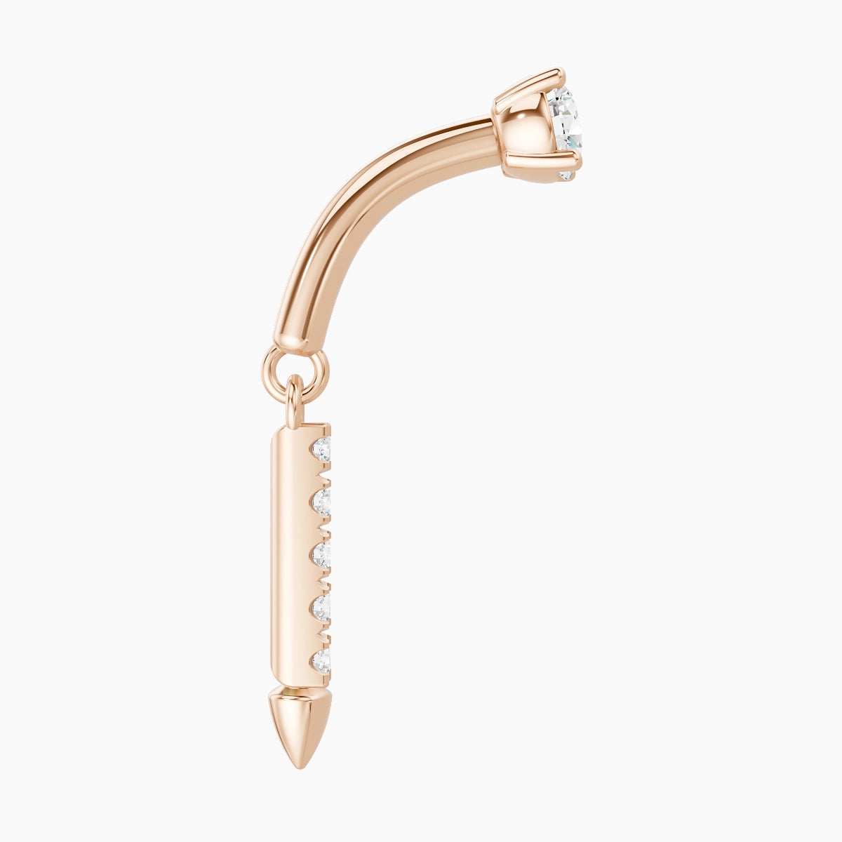 Xuan | Piercing Rook Spike Diamant Or Rose 18k Hypoallergénique 6 mm