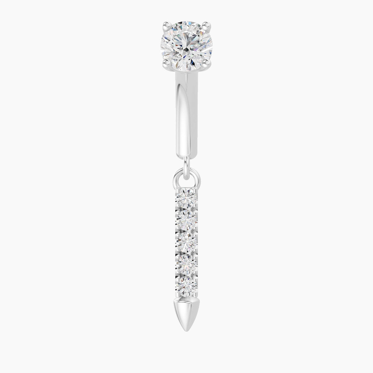 Xuan | Piercing Rook Spike Diamant Or Blanc 18k Hypoallergénique 6 mm
