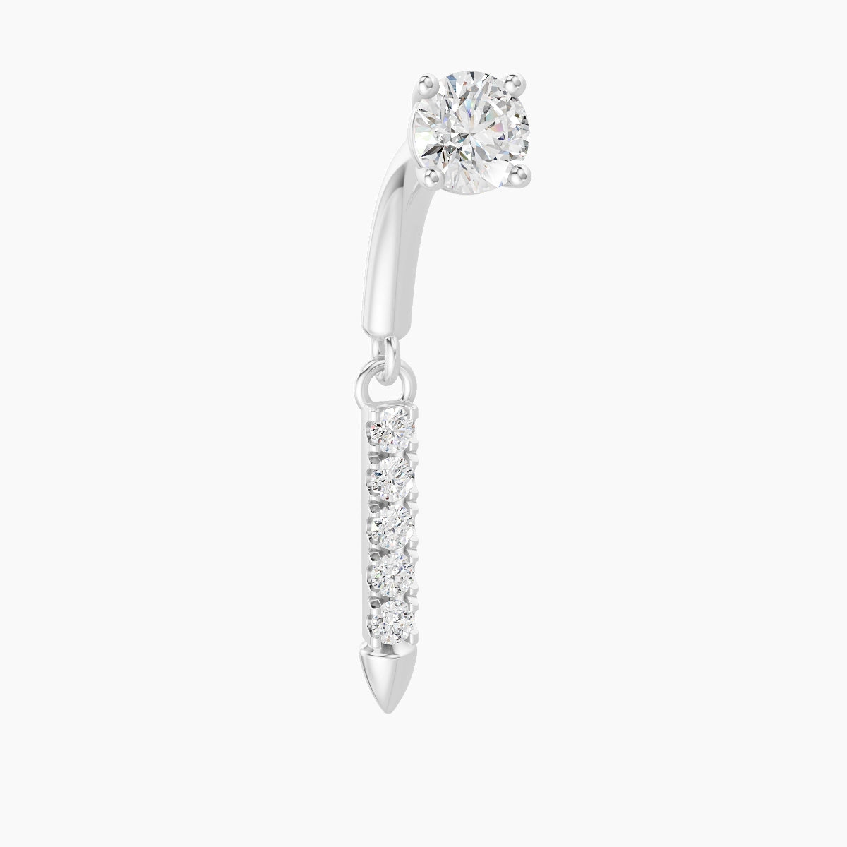 Xuan | Piercing Rook Spike Diamant Or Blanc 18k Hypoallergénique 6 mm