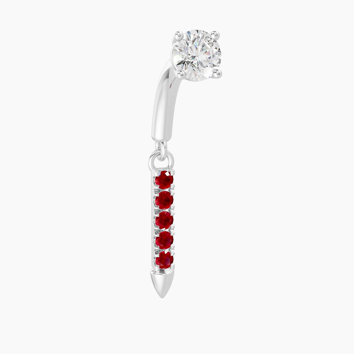 Xuan | 18k White Gold 6 mm Spike Ruby & Diamond Rook Piercing